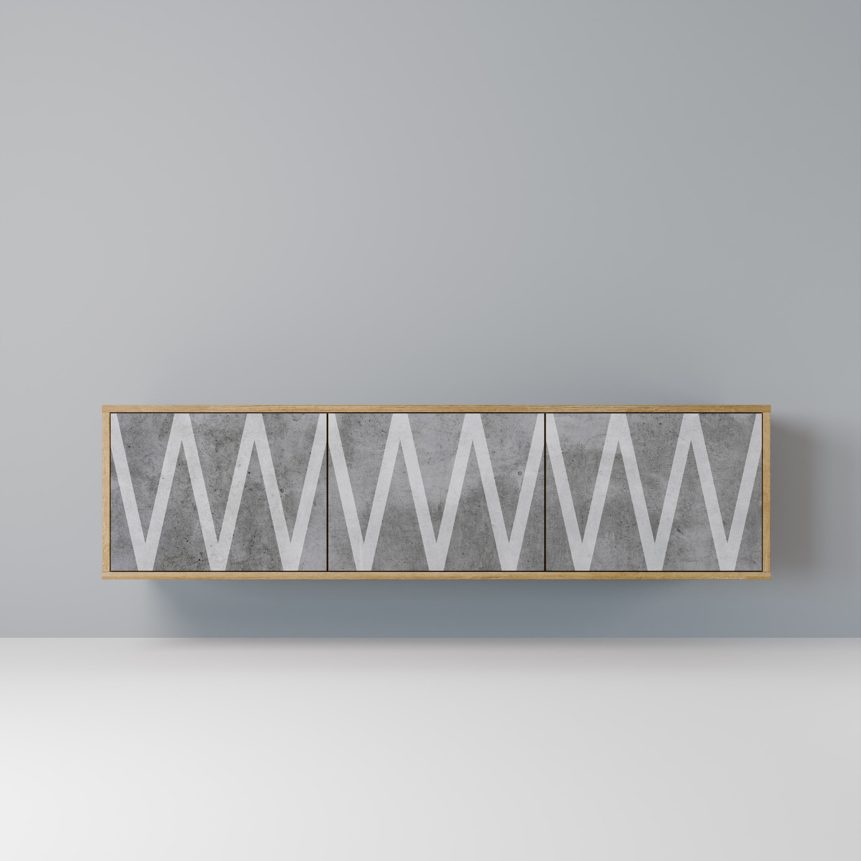 SOLID ZIG ZAG TV-Lowboard mit 3 Türen in Eiche-Optik