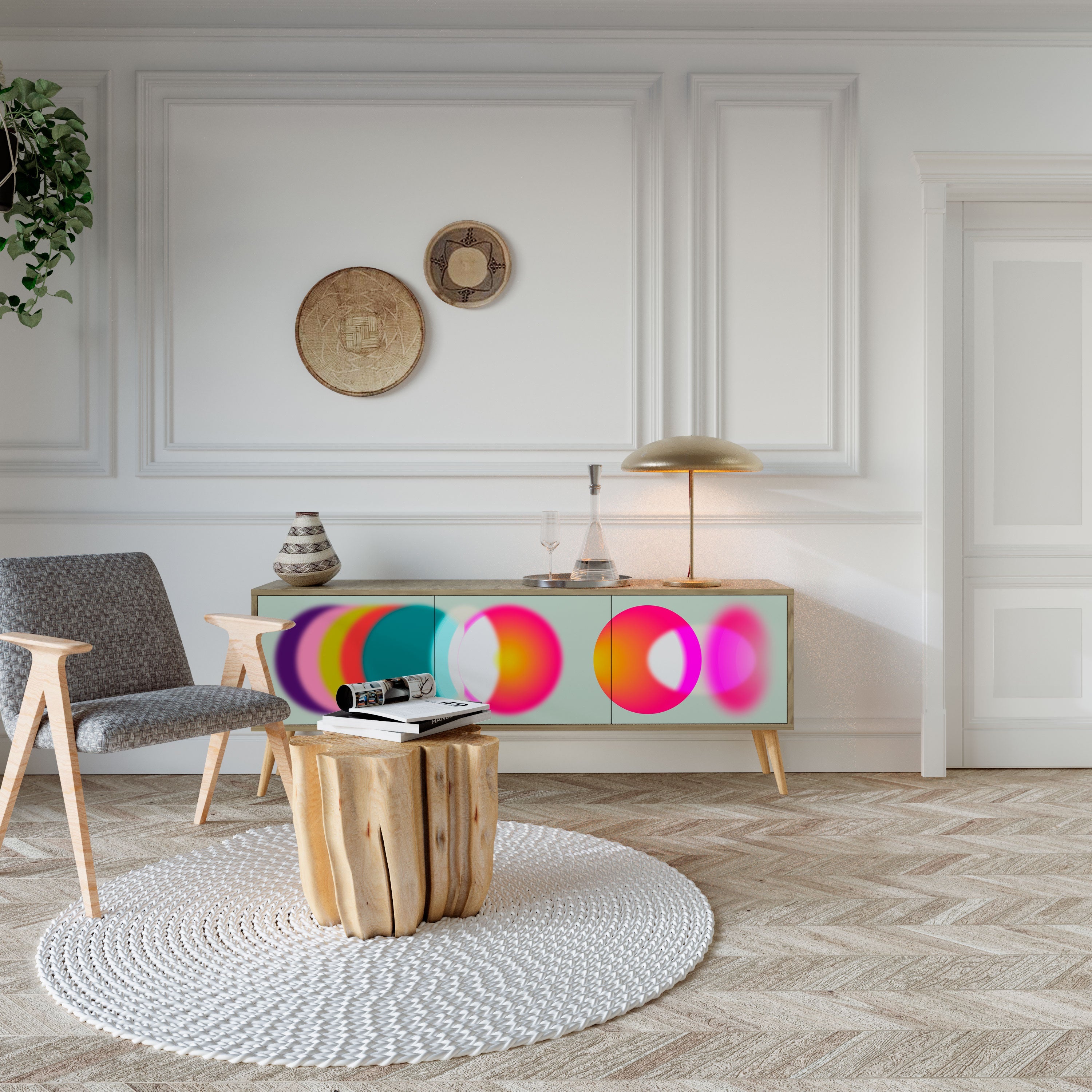 SYMPHONY OF COLORS TV-Lowboard mit 3 Türen in Eiche-Optik
