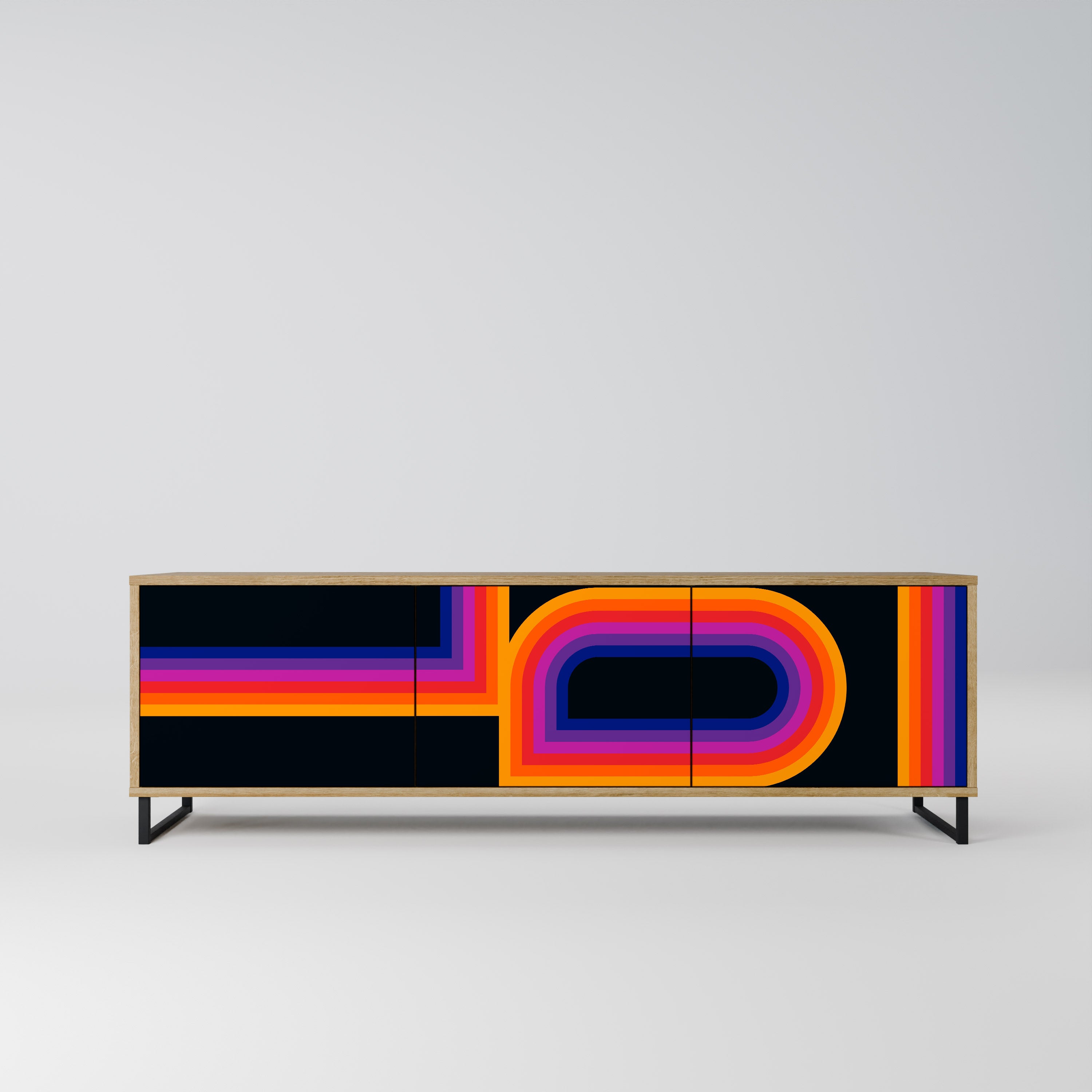 BLINDED BY THE LIGHTS TV-Lowboard mit 3 Türen in Eiche-Optik