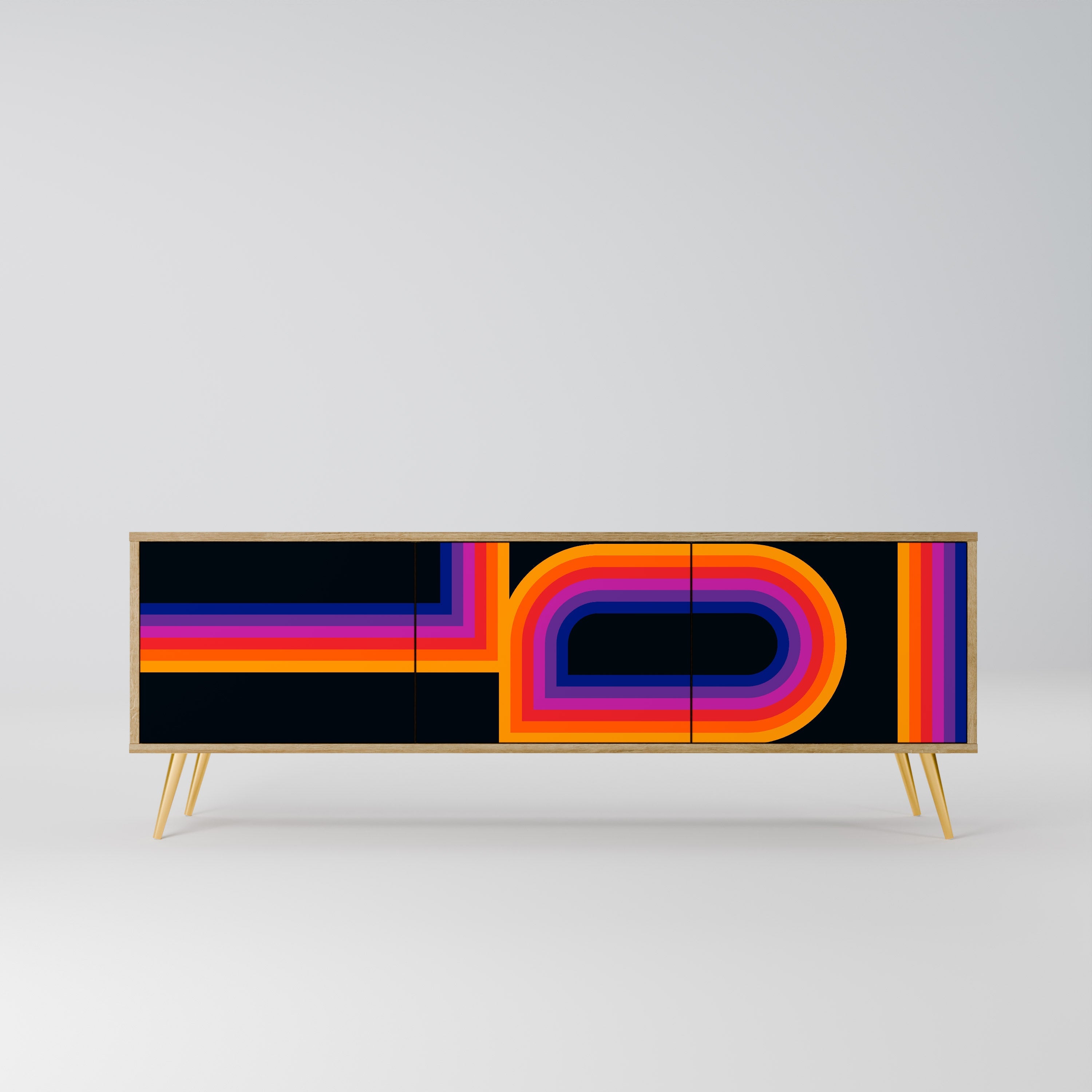 BLINDED BY THE LIGHTS TV-Lowboard mit 3 Türen in Eiche-Optik