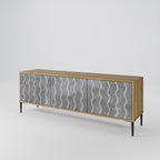 WAVES OF CONCRETE 3-Door TV Stand in Oak Effect