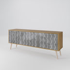 WAVES OF CONCRETE 3-Door TV Stand in Oak Effect