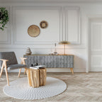 WAVES OF CONCRETE 3-Door TV Stand in Oak Effect