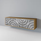 CIRCLE CONCRETE 3-Door TV Stand in Oak Effect