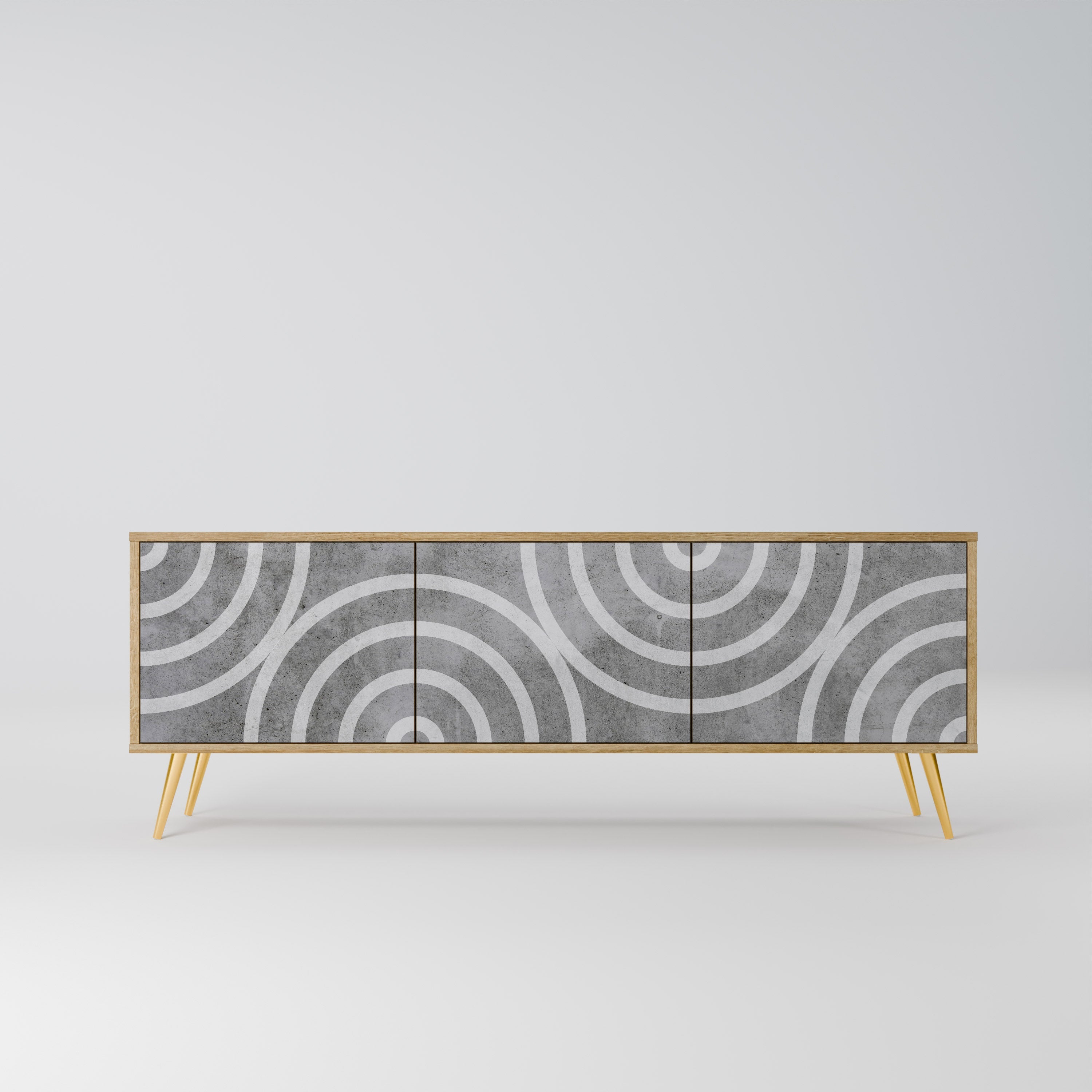 CIRCLE CONCRETE TV-Lowboard mit 3 Türen in Eiche-Optik
