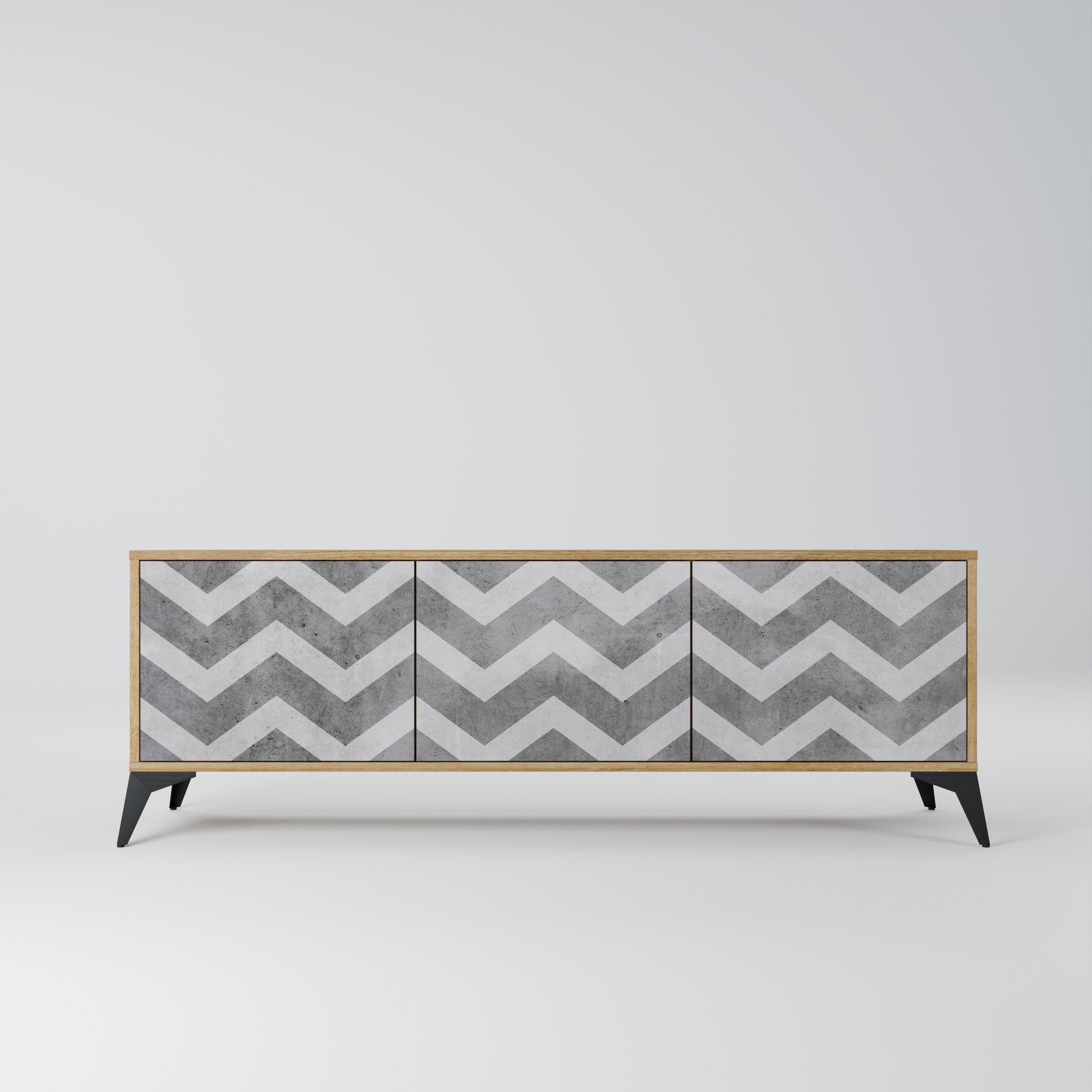 TOUGH ZIG ZAG TV-Lowboard mit 3 Türen in Eiche-Optik