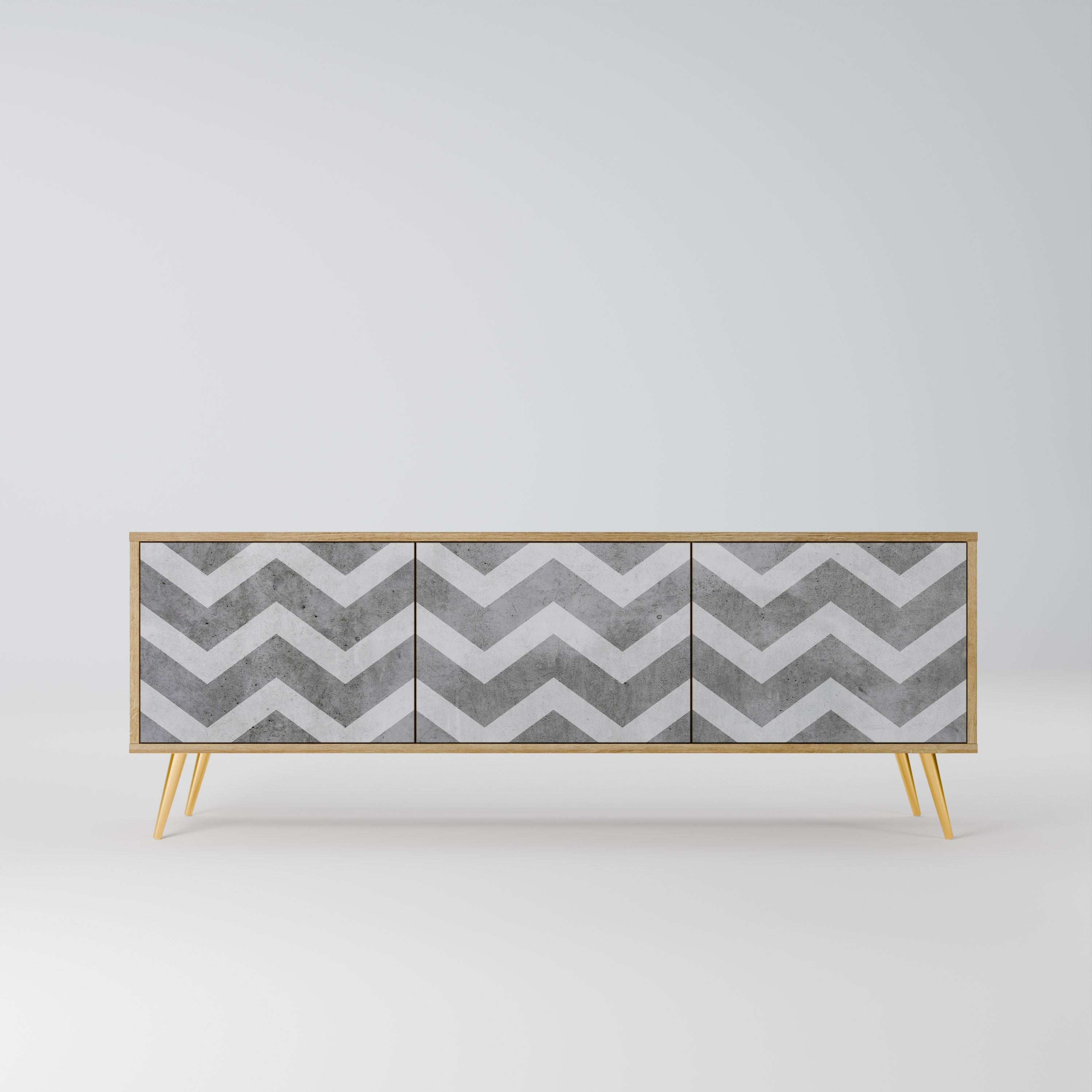 TOUGH ZIG ZAG TV-Lowboard mit 3 Türen in Eiche-Optik