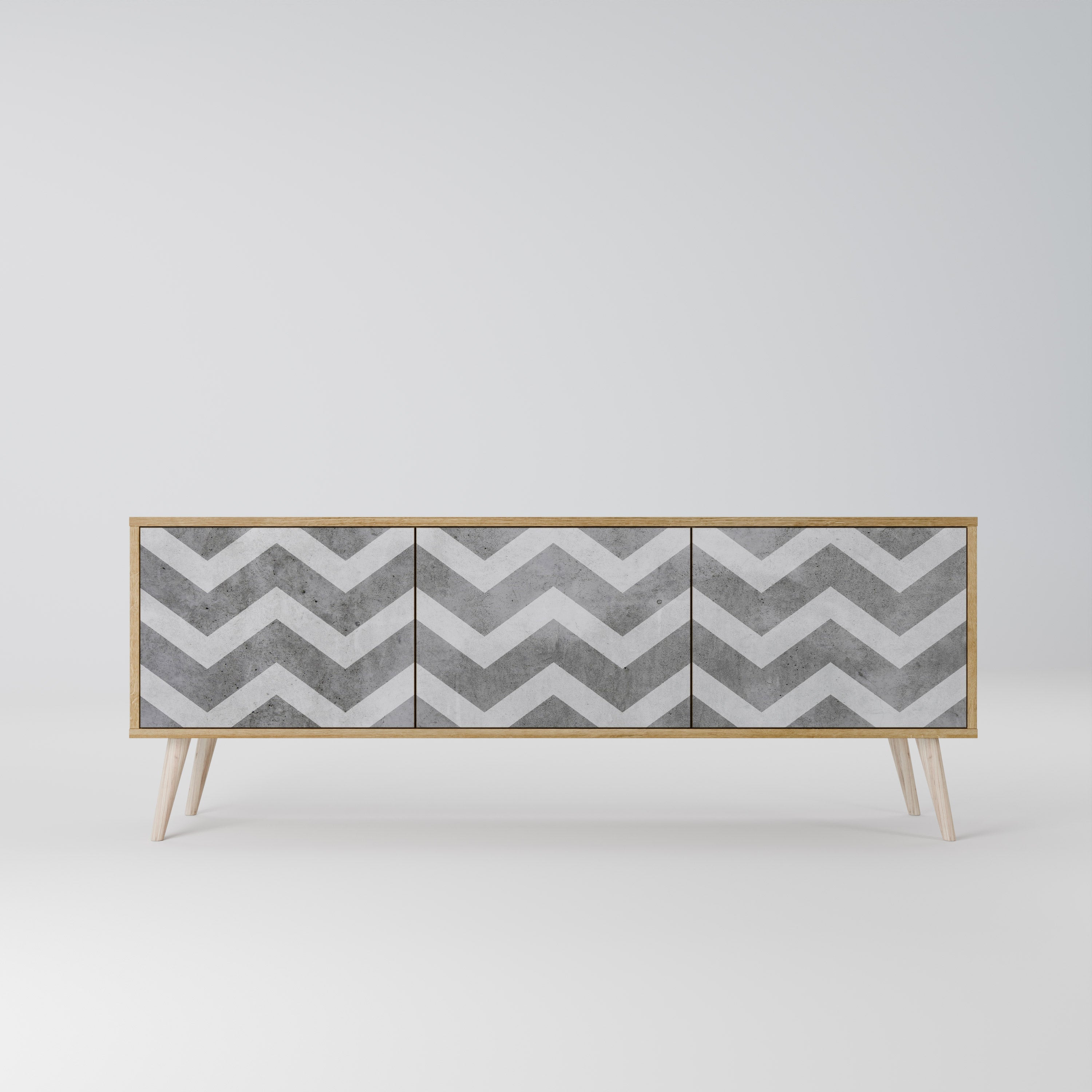 TOUGH ZIG ZAG TV-Lowboard mit 3 Türen in Eiche-Optik