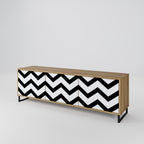 CLASSIC ZIG ZAG 3-Door TV Stand in Oak Effect