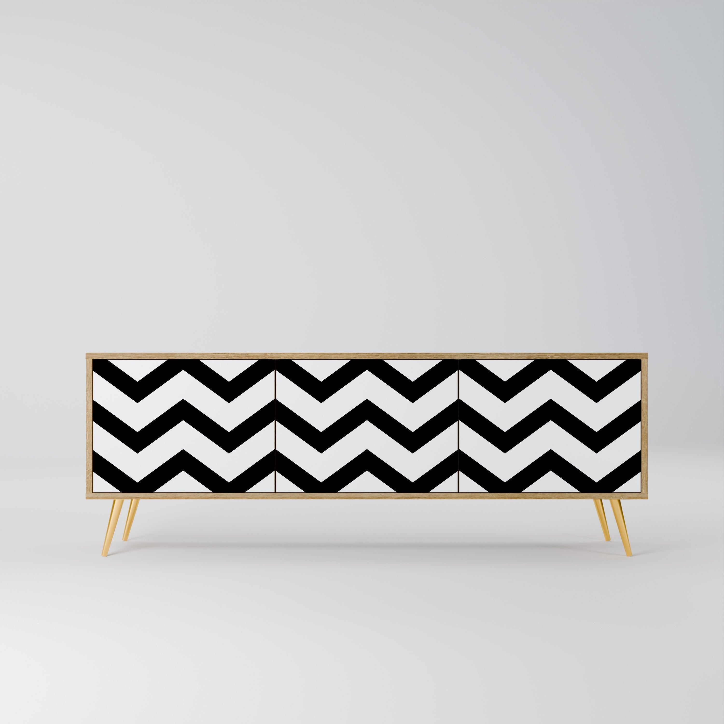 CLASSIC ZIG ZAG TV-Lowboard mit 3 Türen in Eiche-Optik