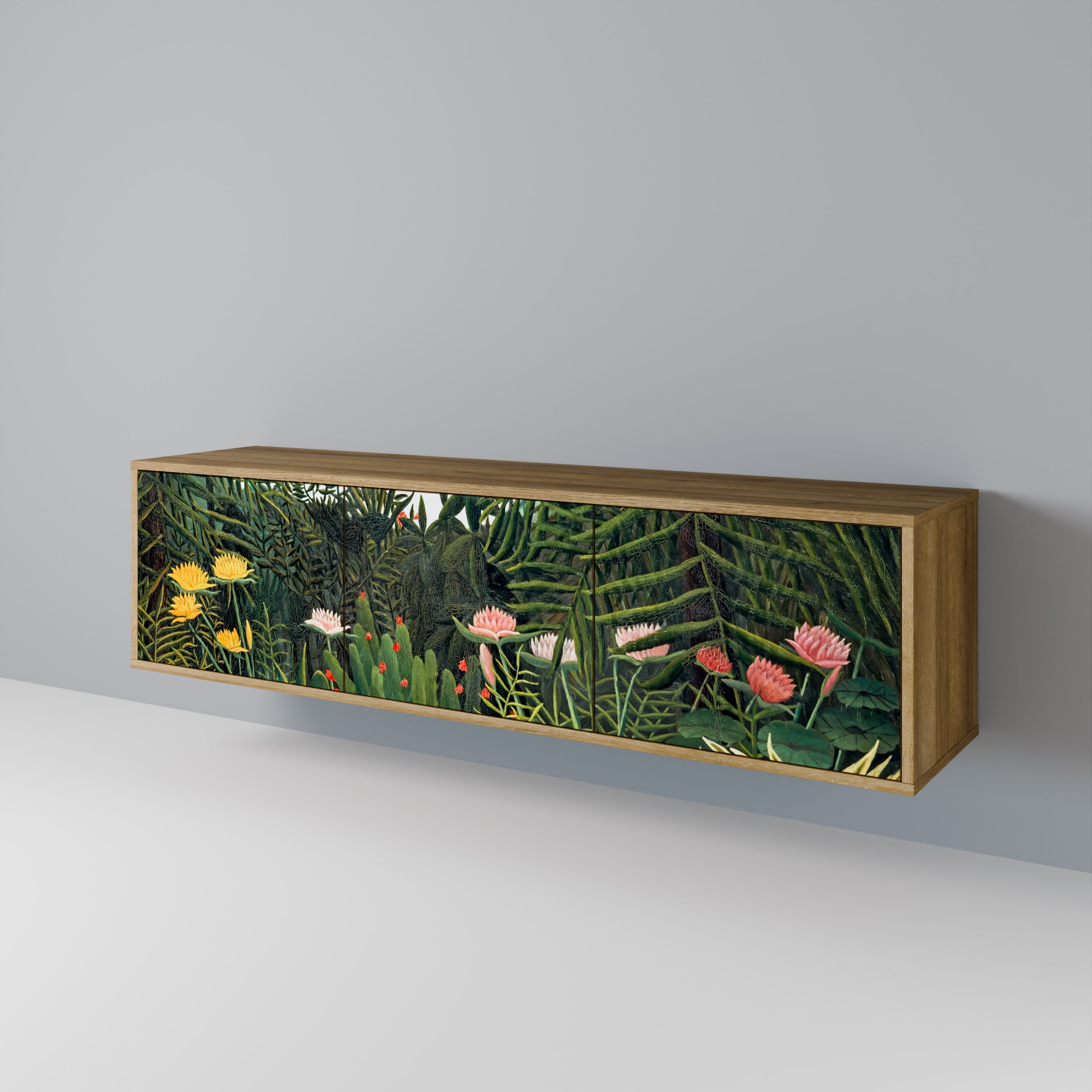 VIRGIN FOREST WITH SUNSET 3-Door TV Stand in Oak Effect