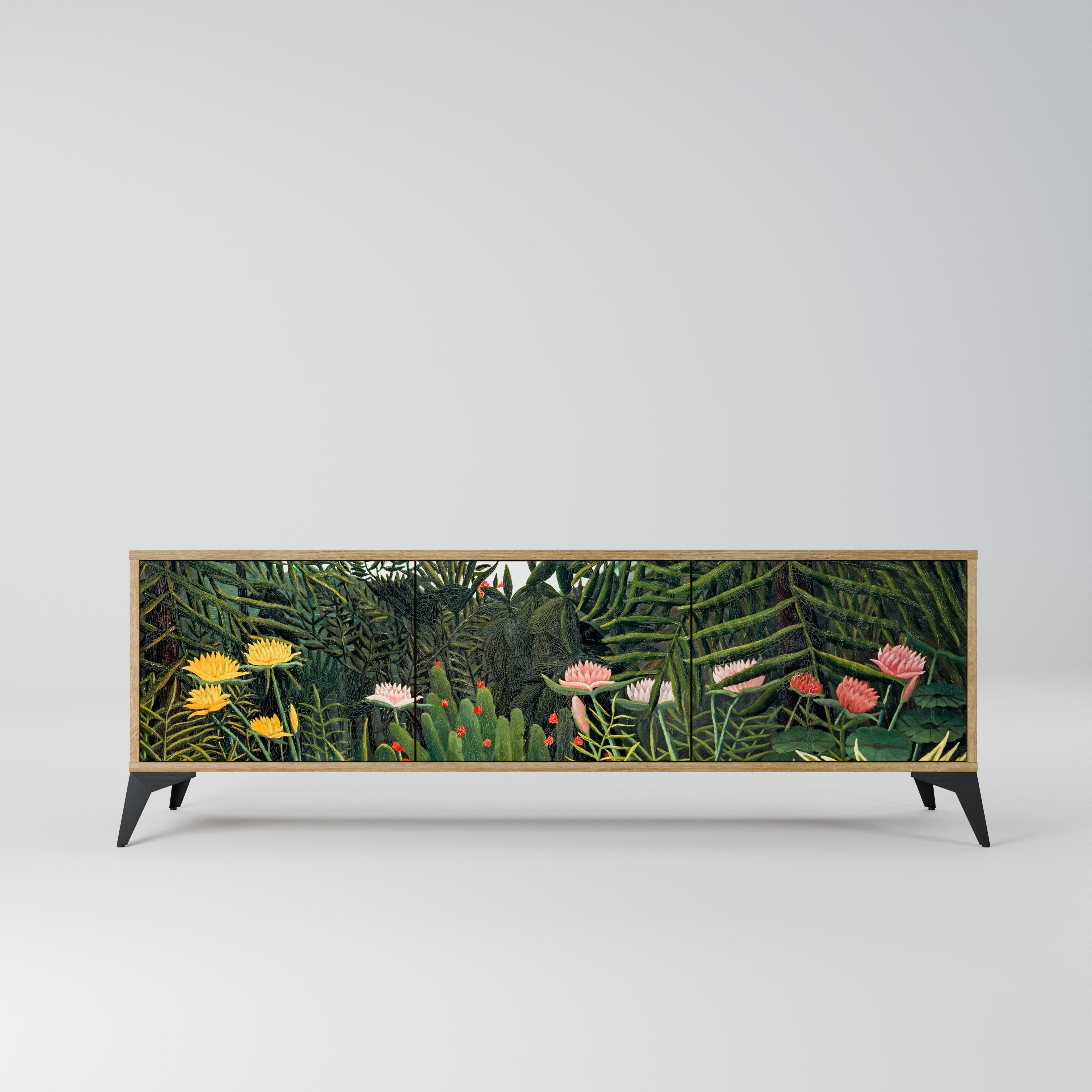 VIRGIN FOREST WITH SUNSET 3-Door TV Stand in Oak Effect