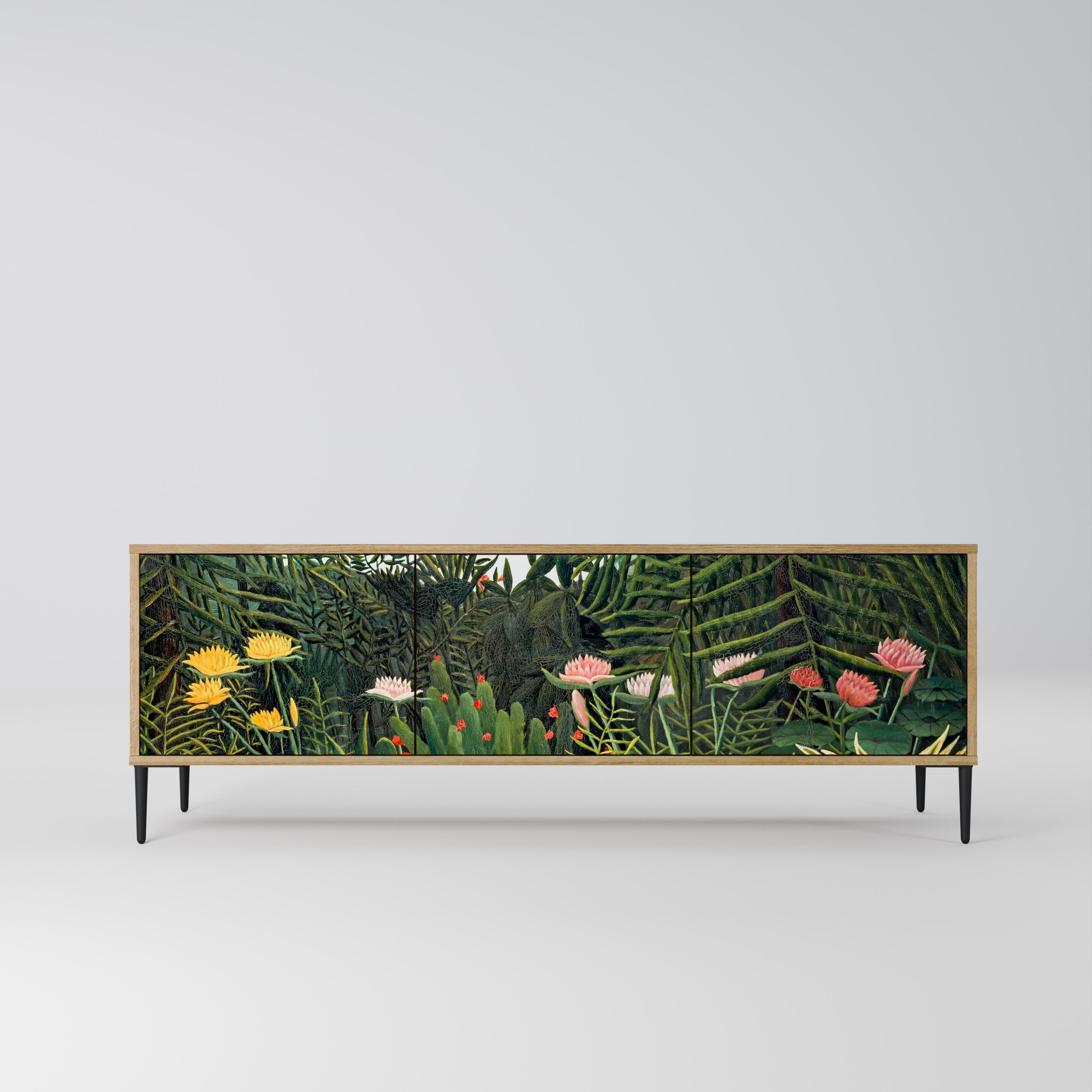 VIRGIN FOREST WITH SUNSET 3-Door TV Stand in Oak Effect