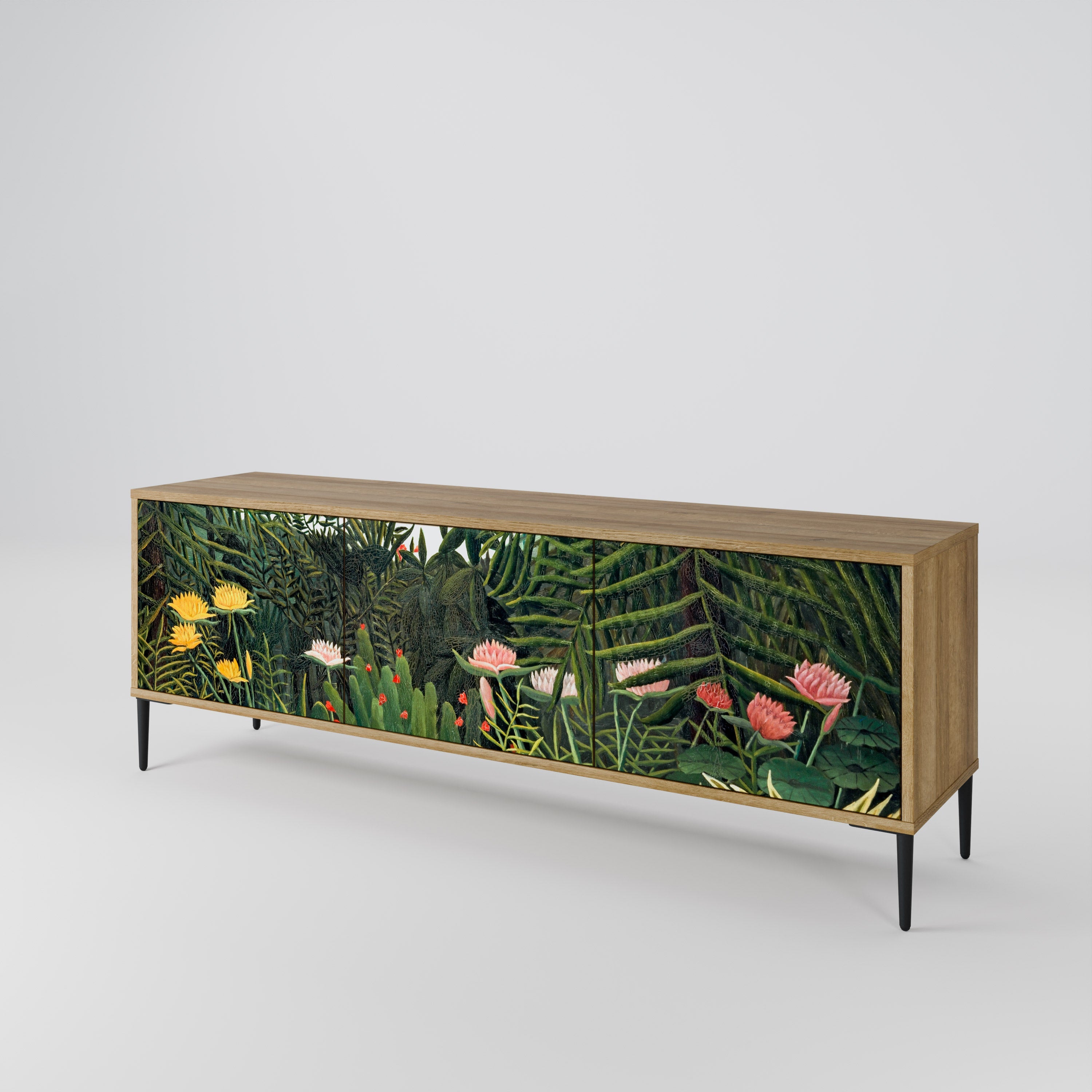 VIRGIN FOREST WITH SUNSET 3-Door TV Stand in Oak Effect