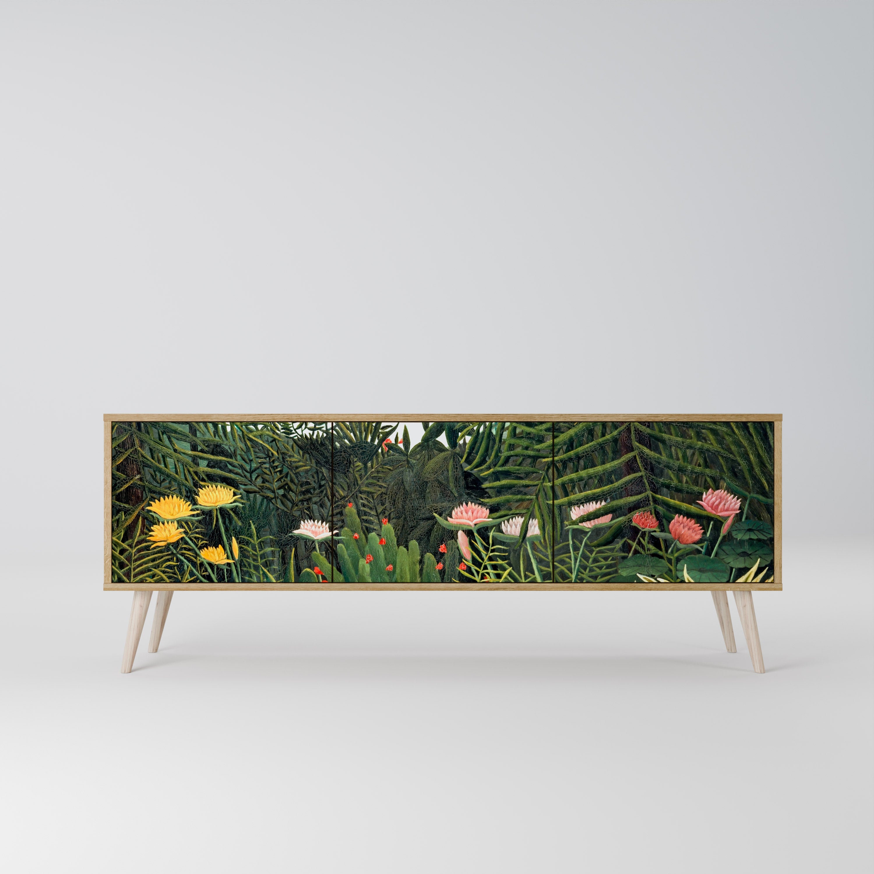 VIRGIN FOREST WITH SUNSET 3-Door TV Stand in Oak Effect
