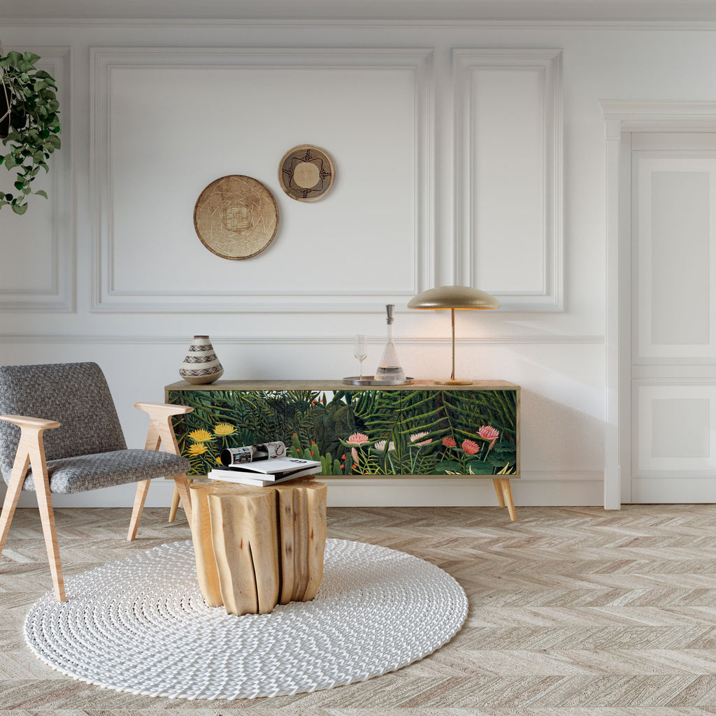 VIRGIN FOREST WITH SUNSET 3-Door TV Stand in Oak Effect