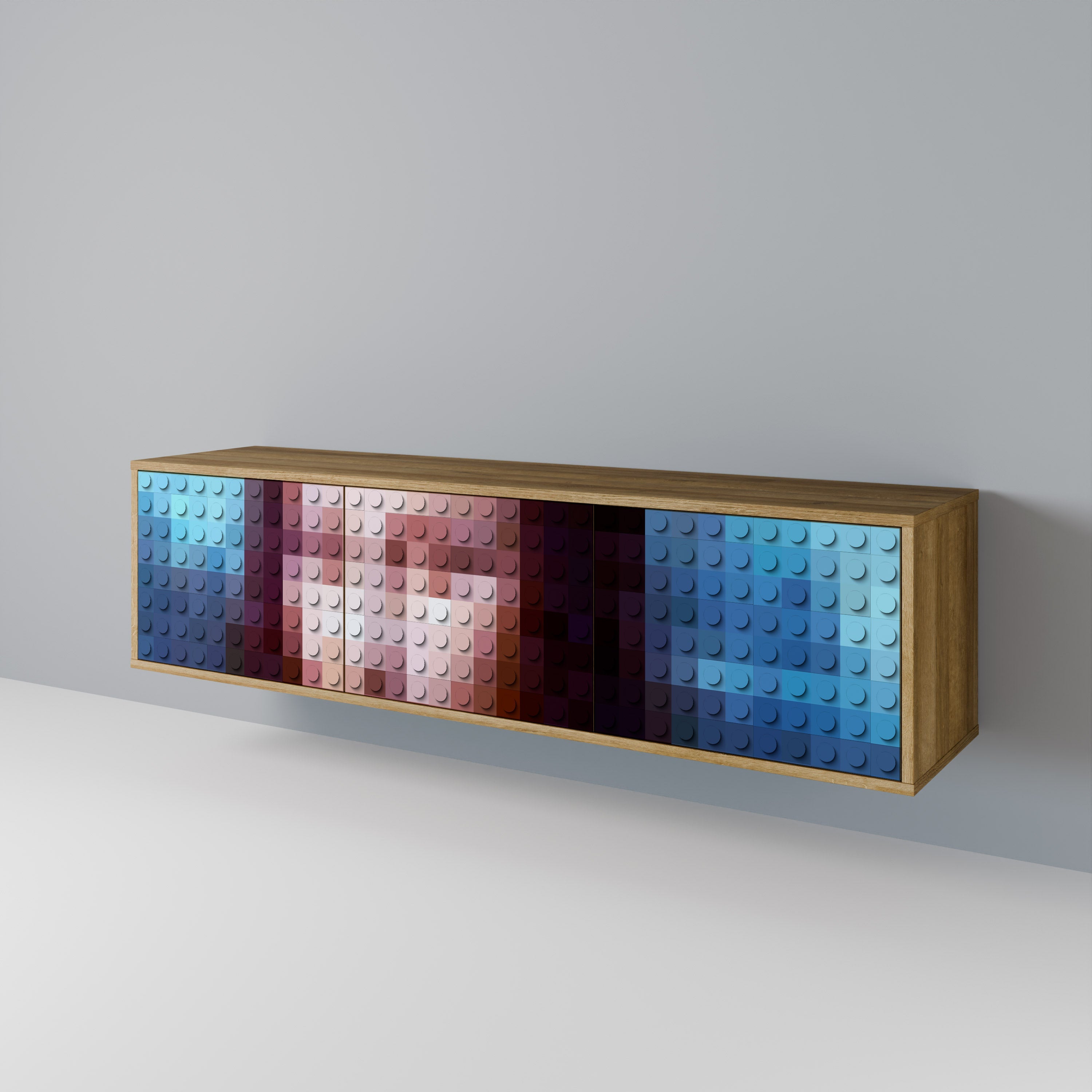 CONSTRUCTIVE ART TV-Lowboard mit 3 Türen in Eiche-Optik