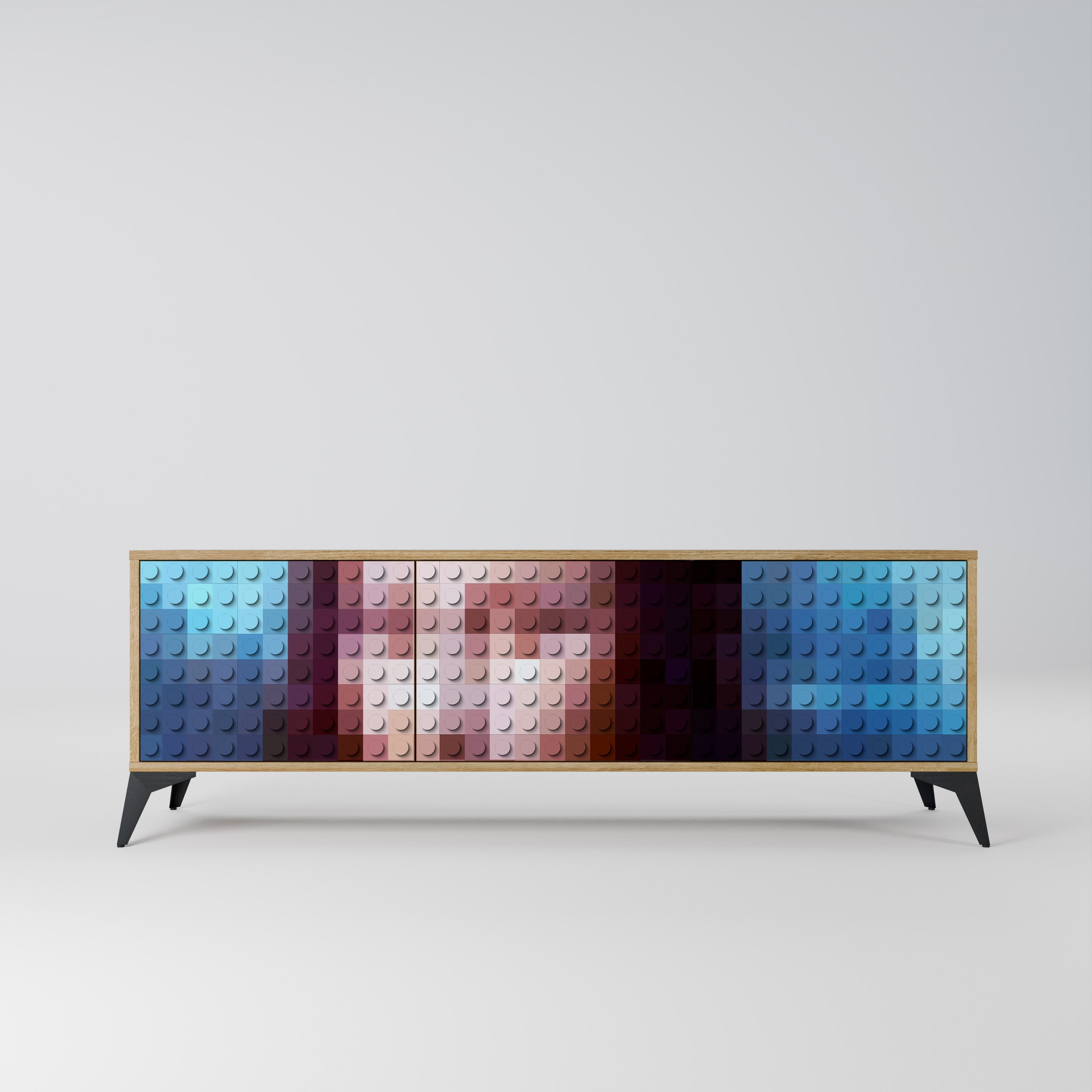 CONSTRUCTIVE ART TV-Lowboard mit 3 Türen in Eiche-Optik