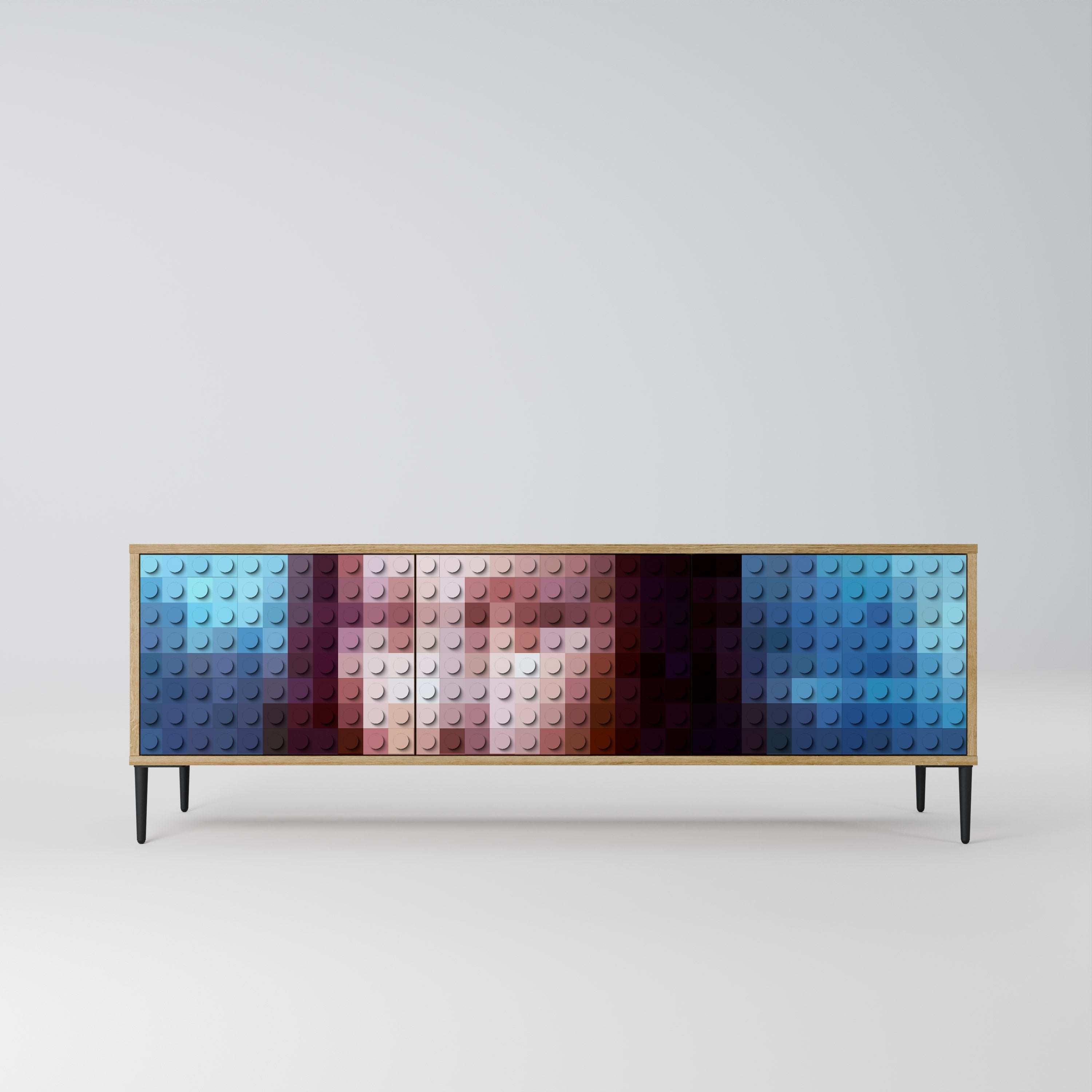 CONSTRUCTIVE ART TV-Lowboard mit 3 Türen in Eiche-Optik