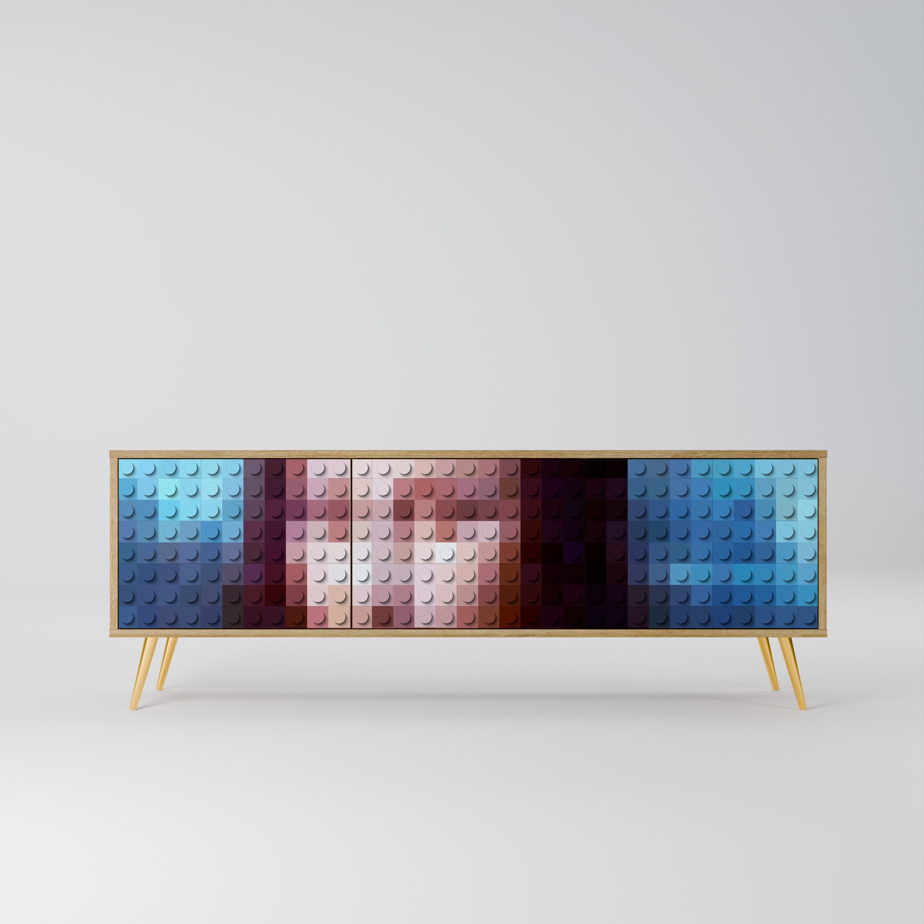 CONSTRUCTIVE ART TV-Lowboard mit 3 Türen in Eiche-Optik