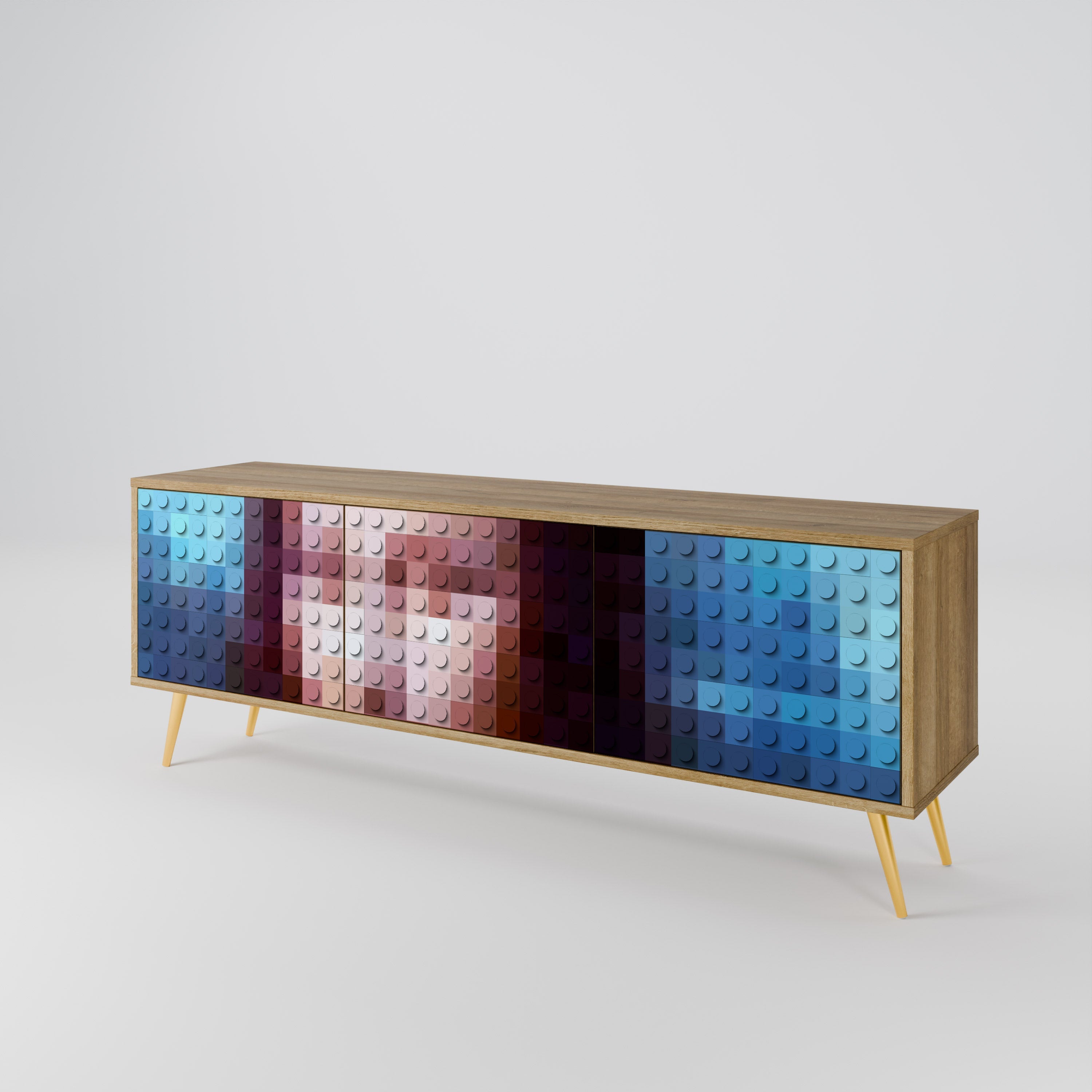 CONSTRUCTIVE ART TV-Lowboard mit 3 Türen in Eiche-Optik