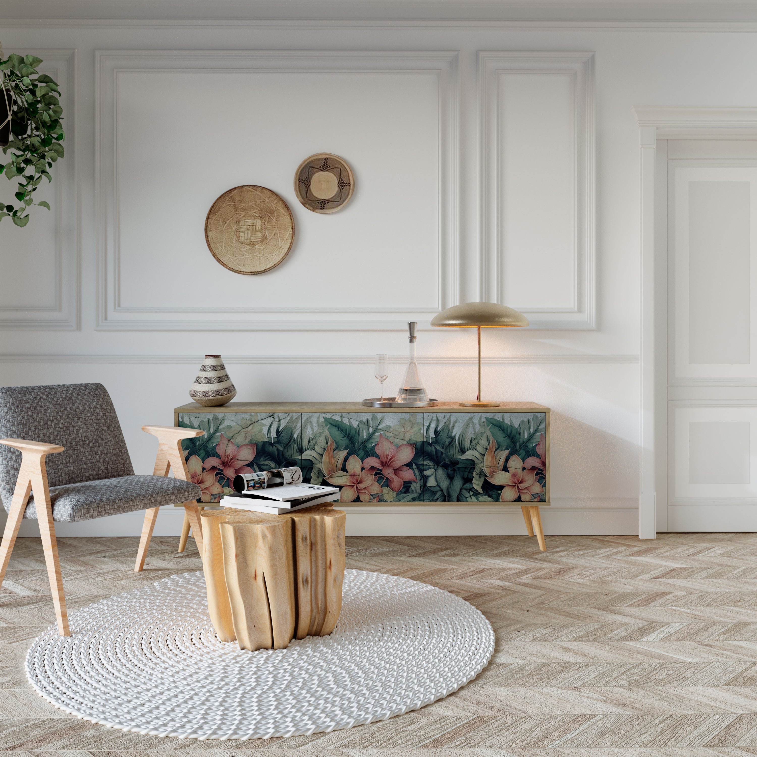 HEAVENLY BLOOM TV-Lowboard mit 3 Türen in Eiche-Optik