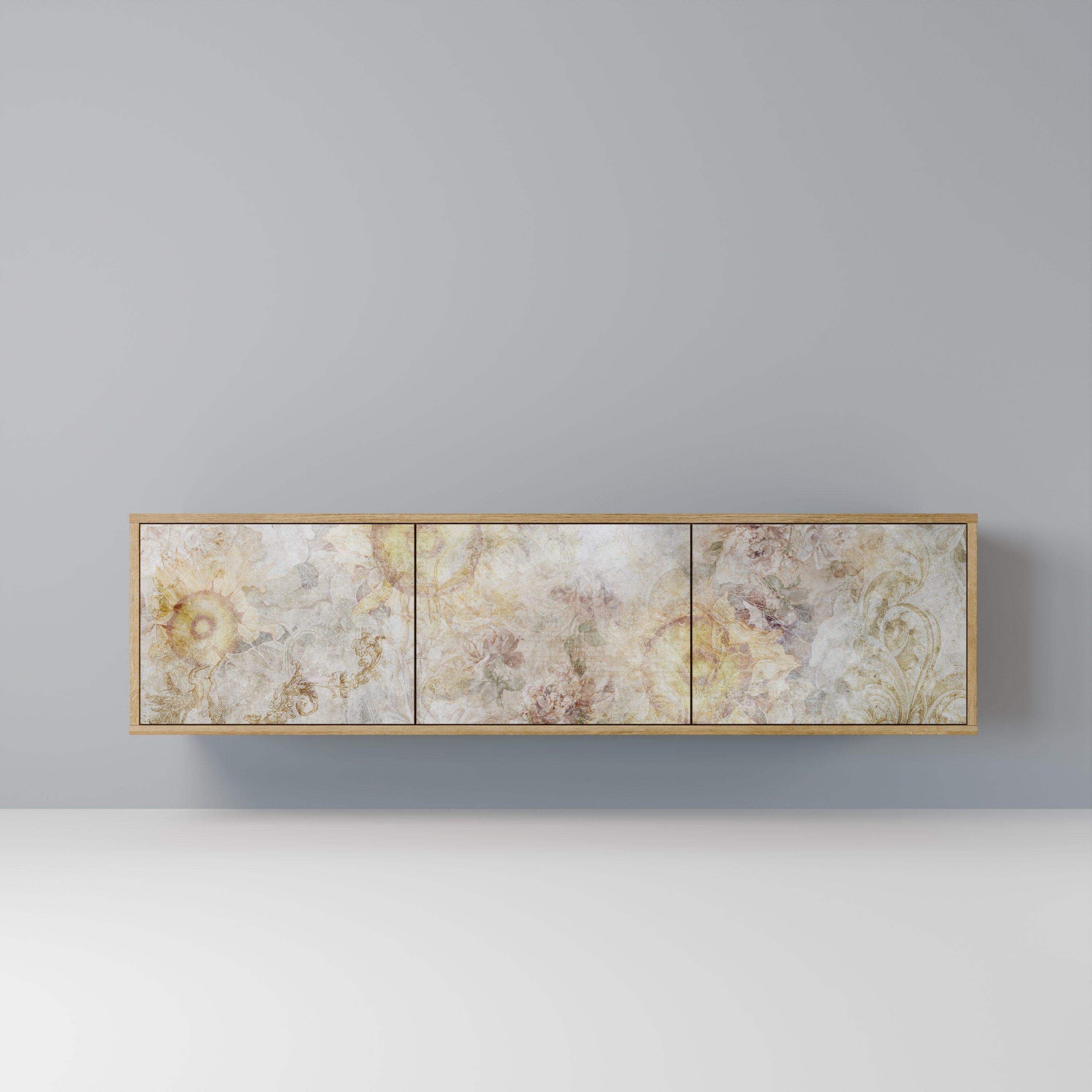 SUNFLOWER BLUR TV-Lowboard mit 3 Türen in Eiche-Optik