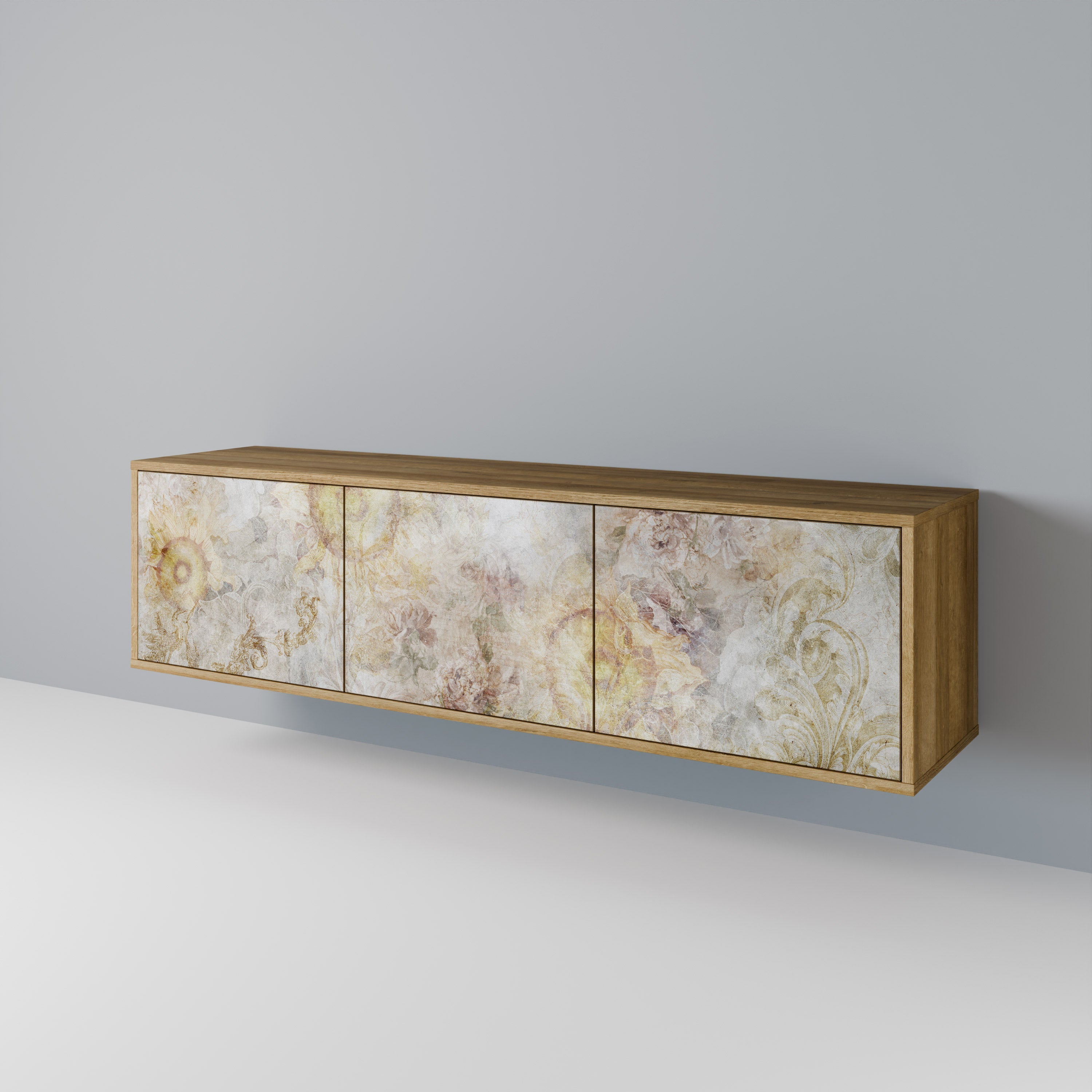 SUNFLOWER BLUR TV-Lowboard mit 3 Türen in Eiche-Optik