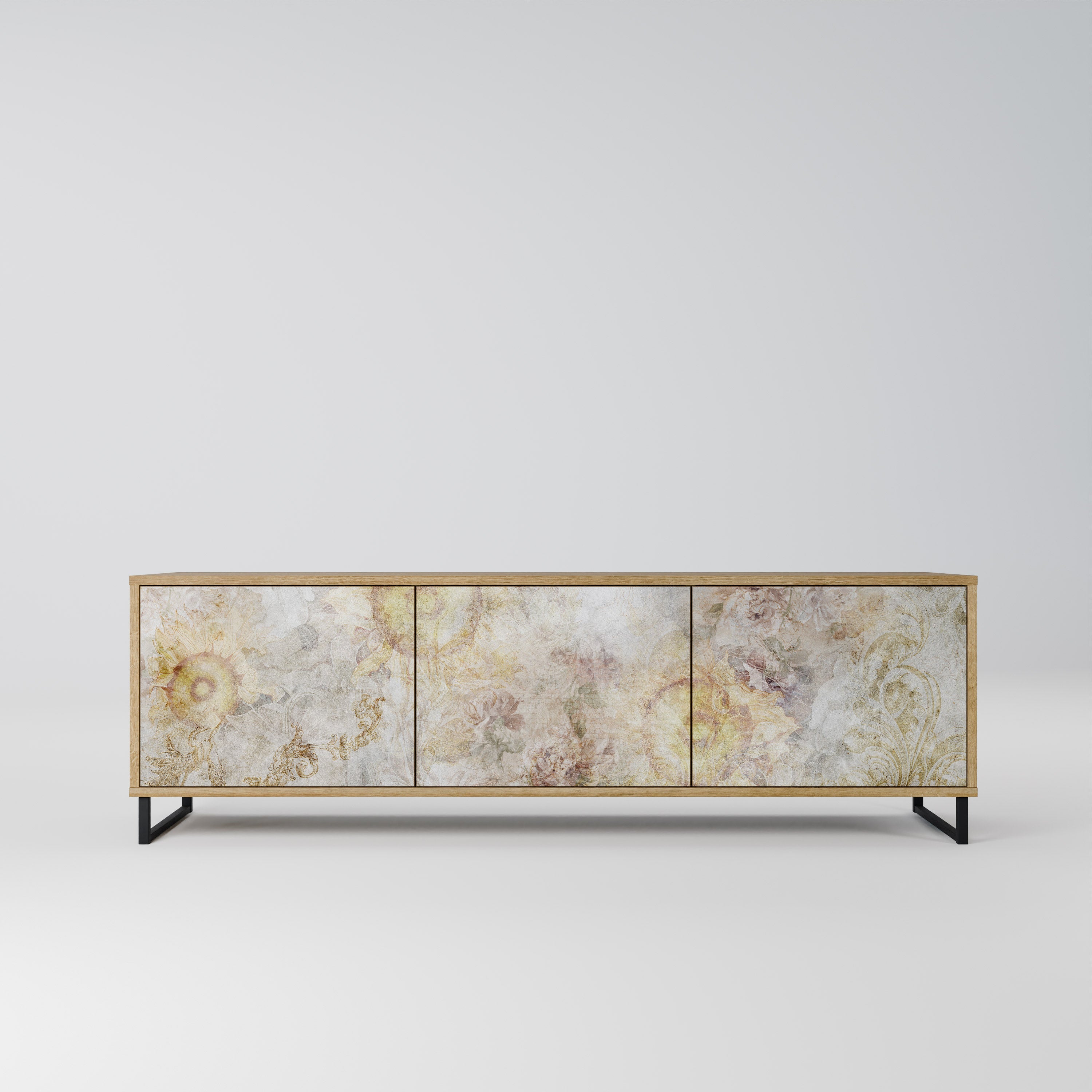 SUNFLOWER BLUR TV-Lowboard mit 3 Türen in Eiche-Optik