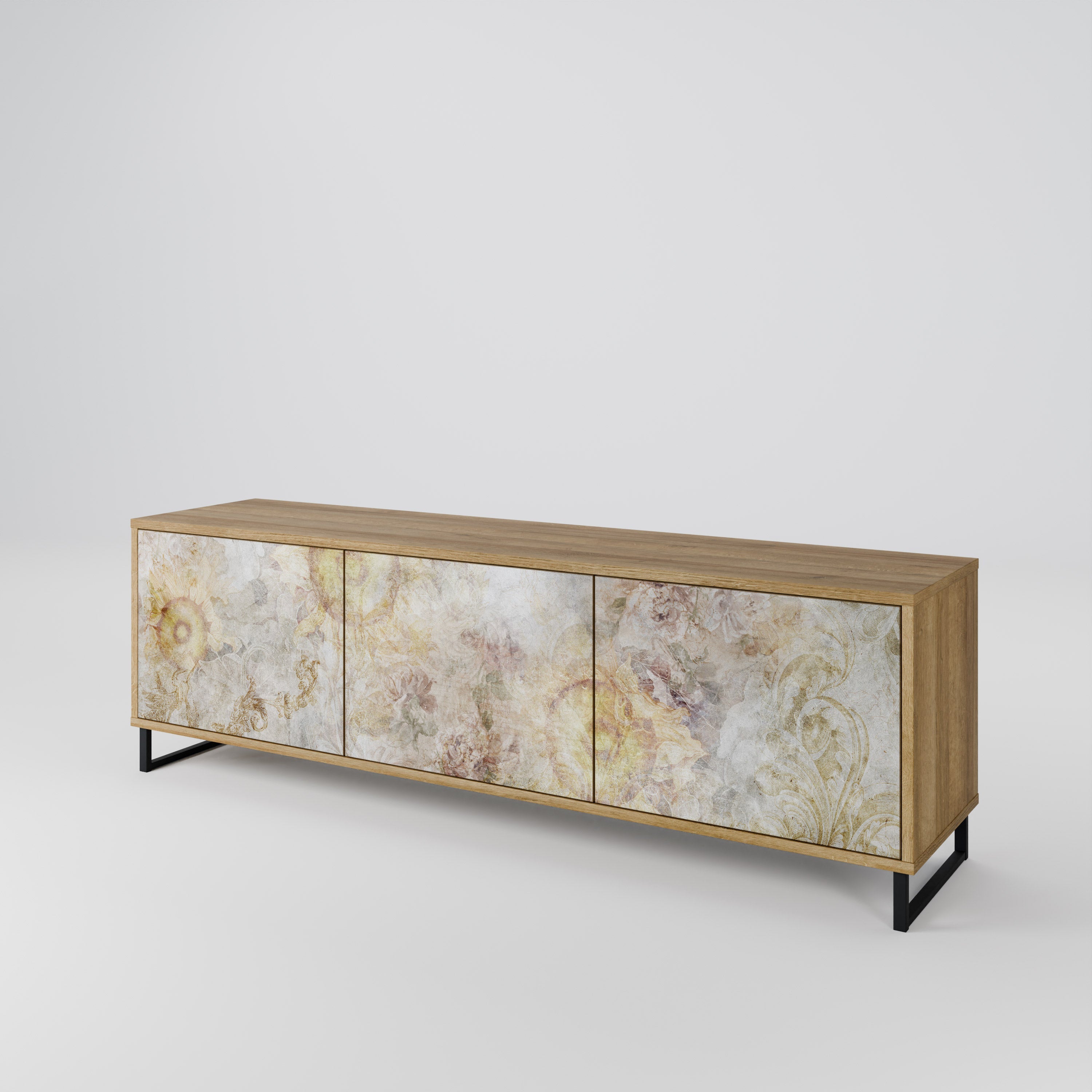 SUNFLOWER BLUR TV-Lowboard mit 3 Türen in Eiche-Optik
