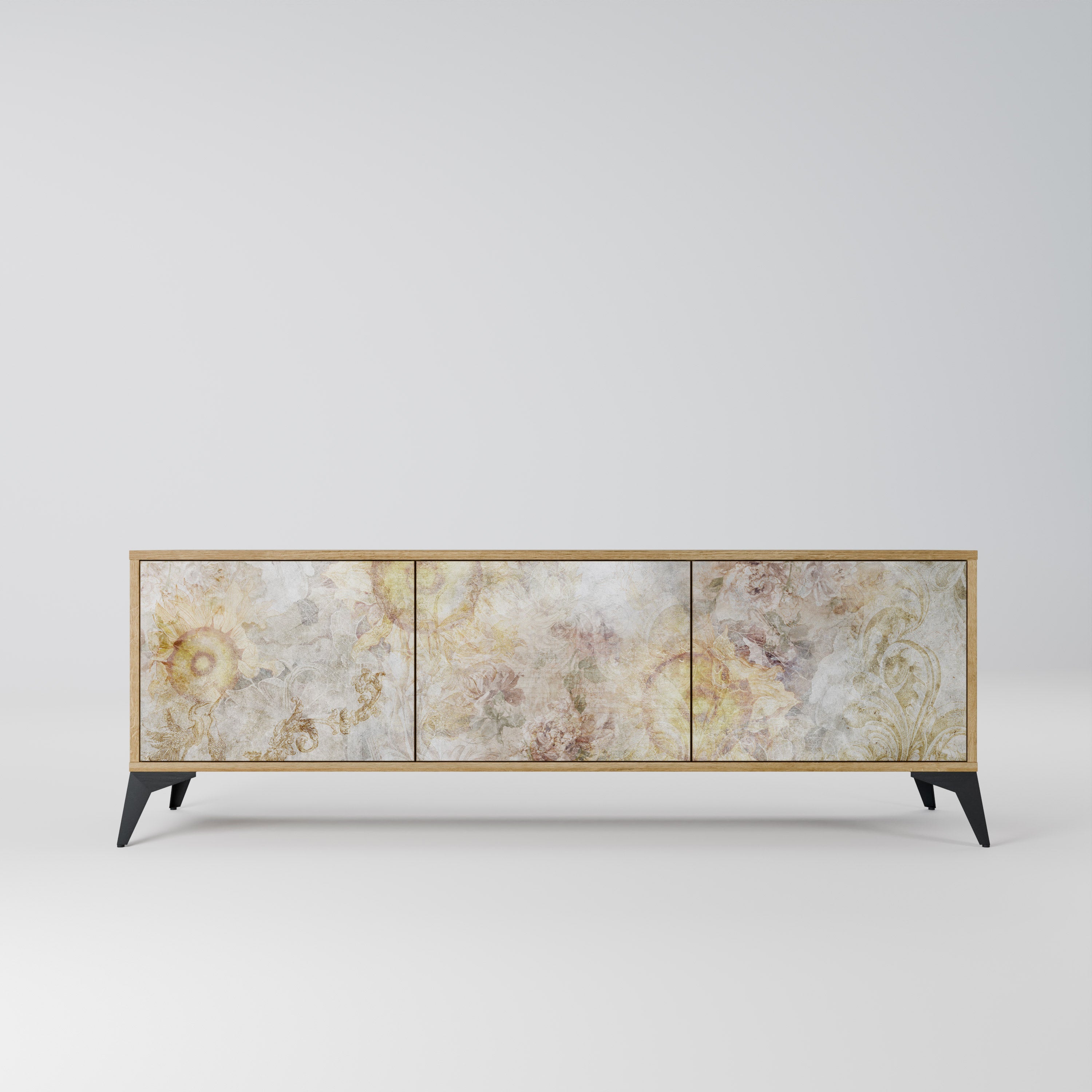 SUNFLOWER BLUR TV-Lowboard mit 3 Türen in Eiche-Optik