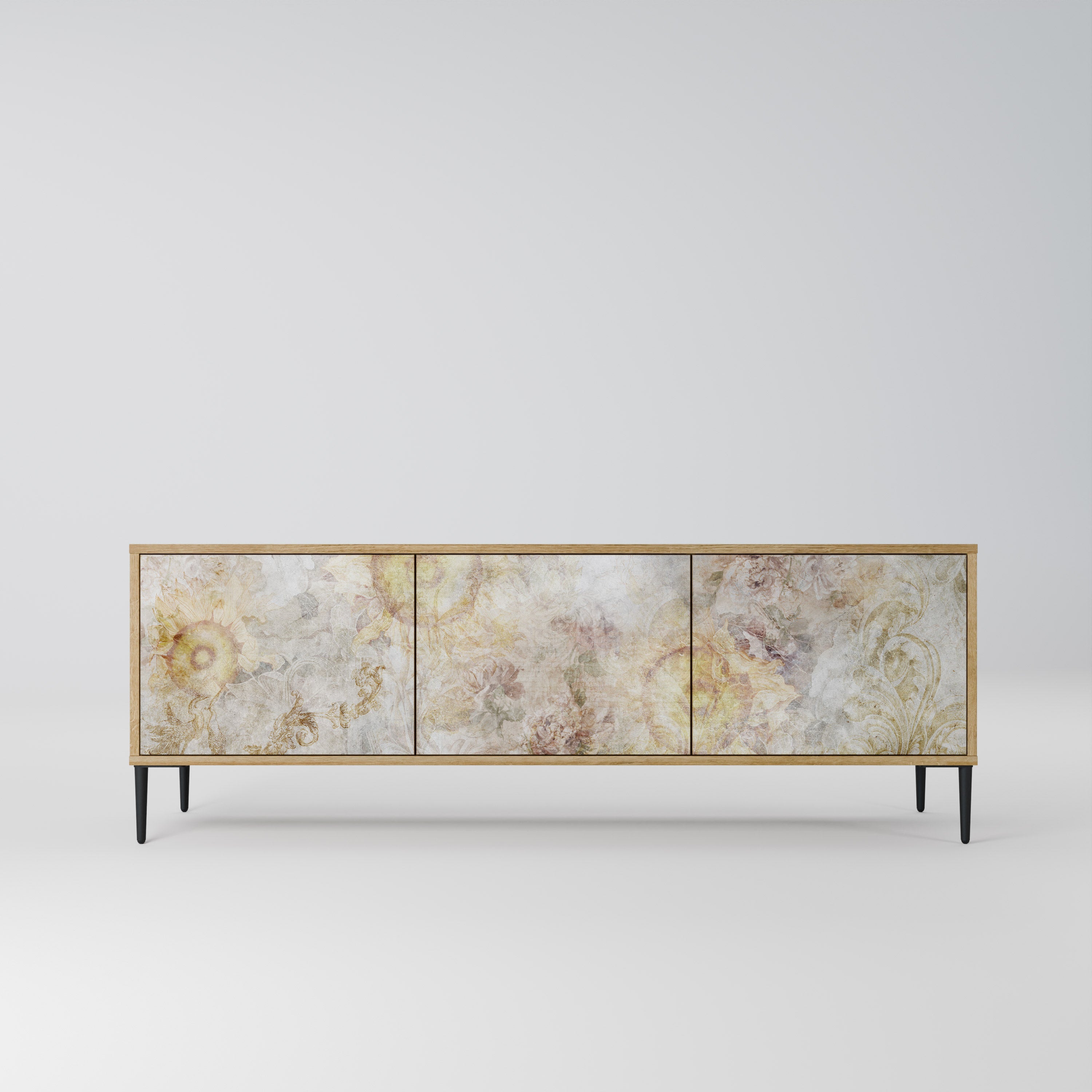 SUNFLOWER BLUR TV-Lowboard mit 3 Türen in Eiche-Optik