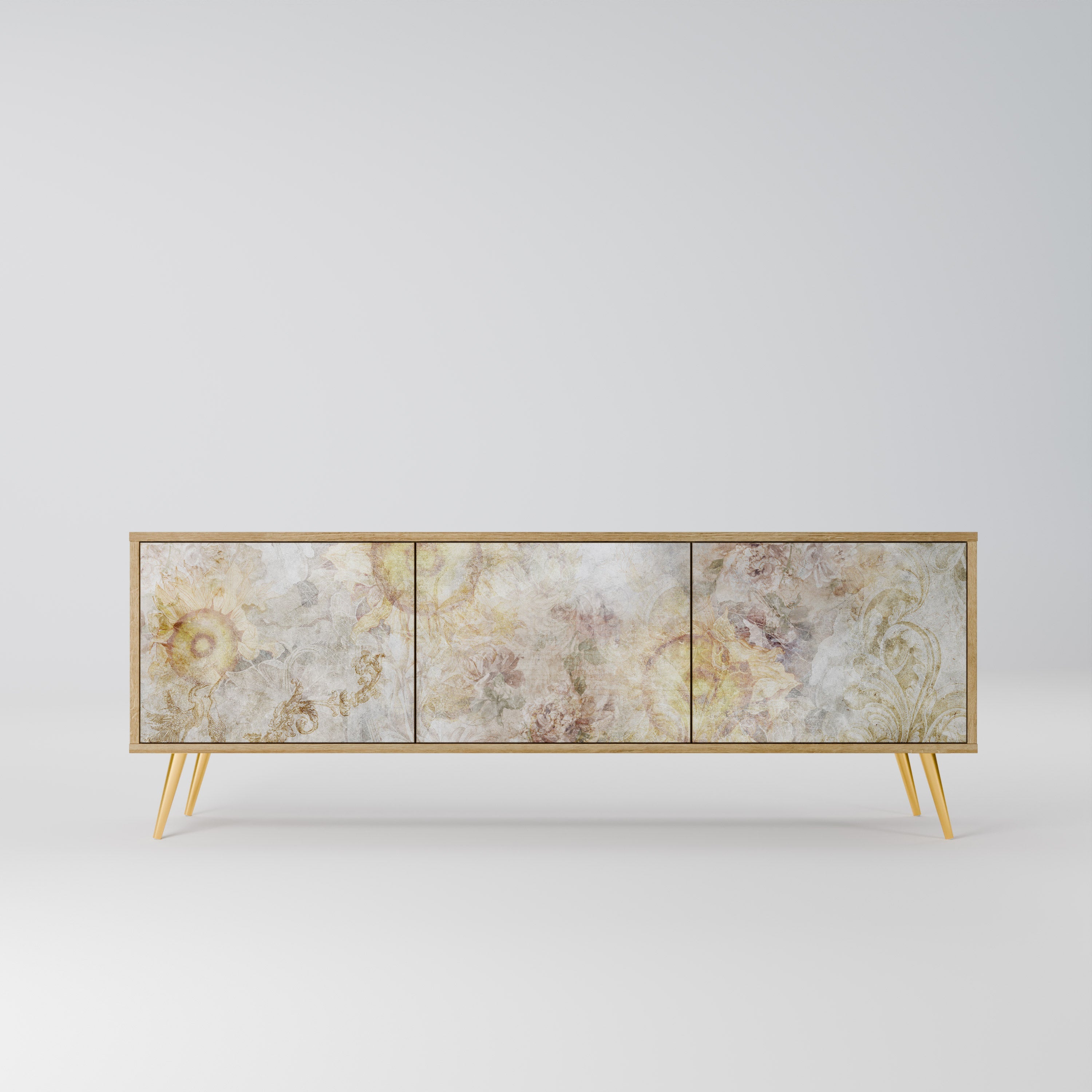 SUNFLOWER BLUR TV-Lowboard mit 3 Türen in Eiche-Optik