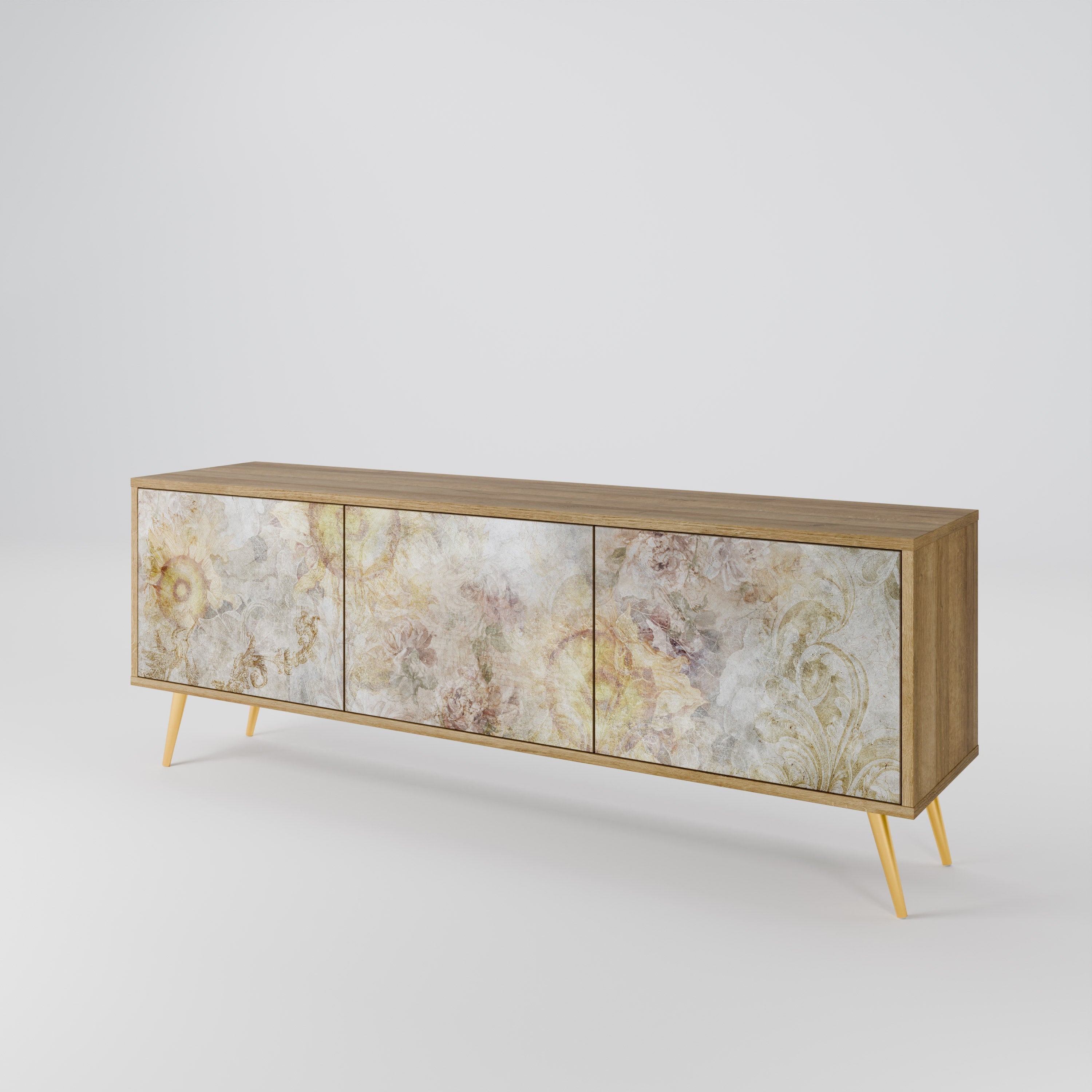 SUNFLOWER BLUR TV-Lowboard mit 3 Türen in Eiche-Optik