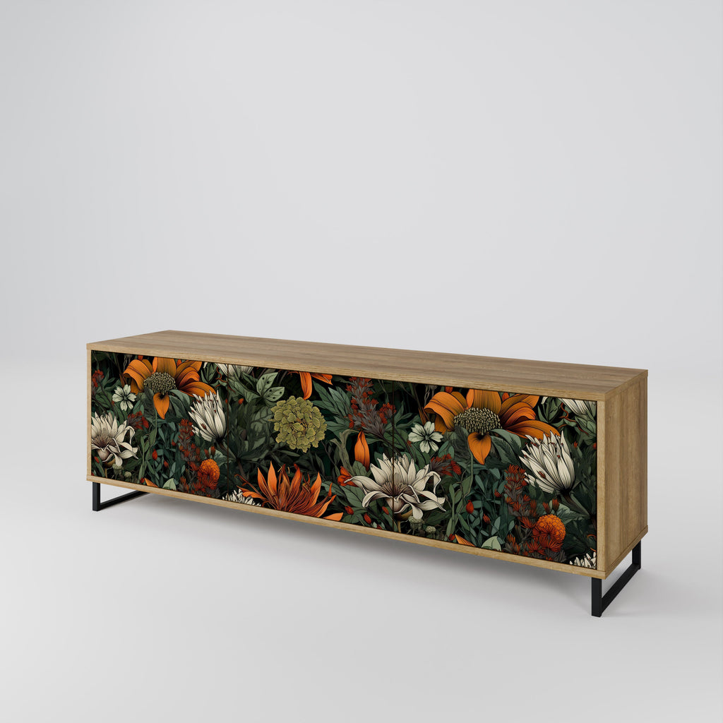 MIDNIGHT SPROUT 3-Door TV Stand in Oak Effect