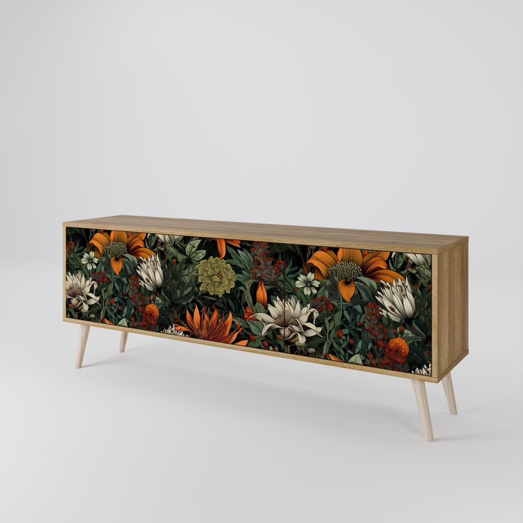 MIDNIGHT SPROUT 3-Door TV Stand in Oak Effect