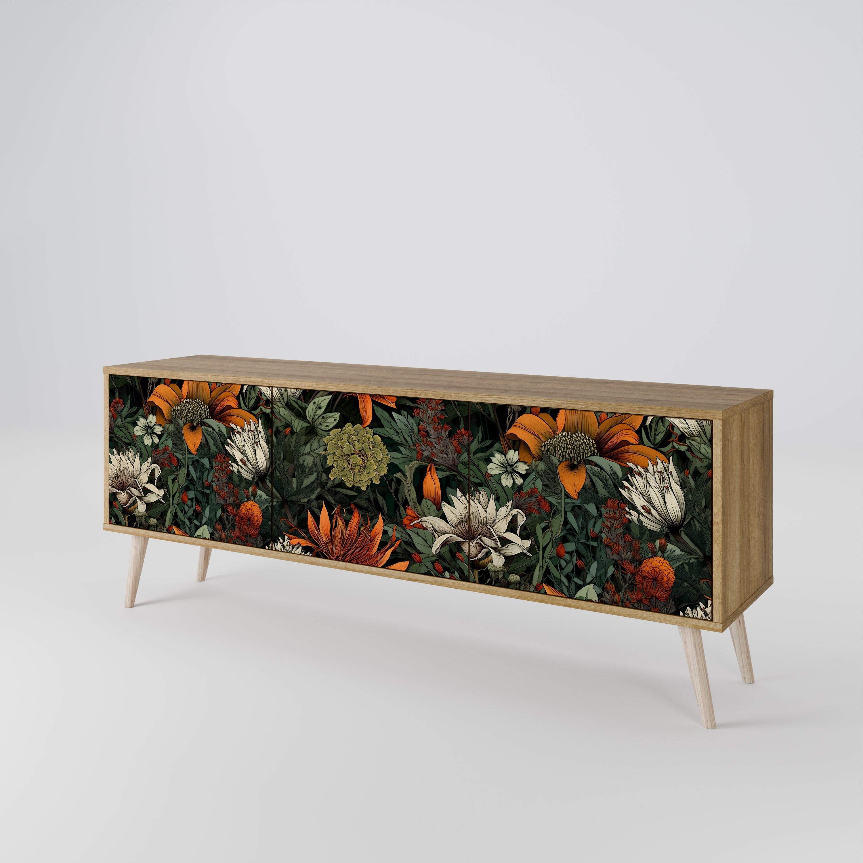 MIDNIGHT SPROUT TV-Lowboard mit 3 Türen in Eiche-Optik