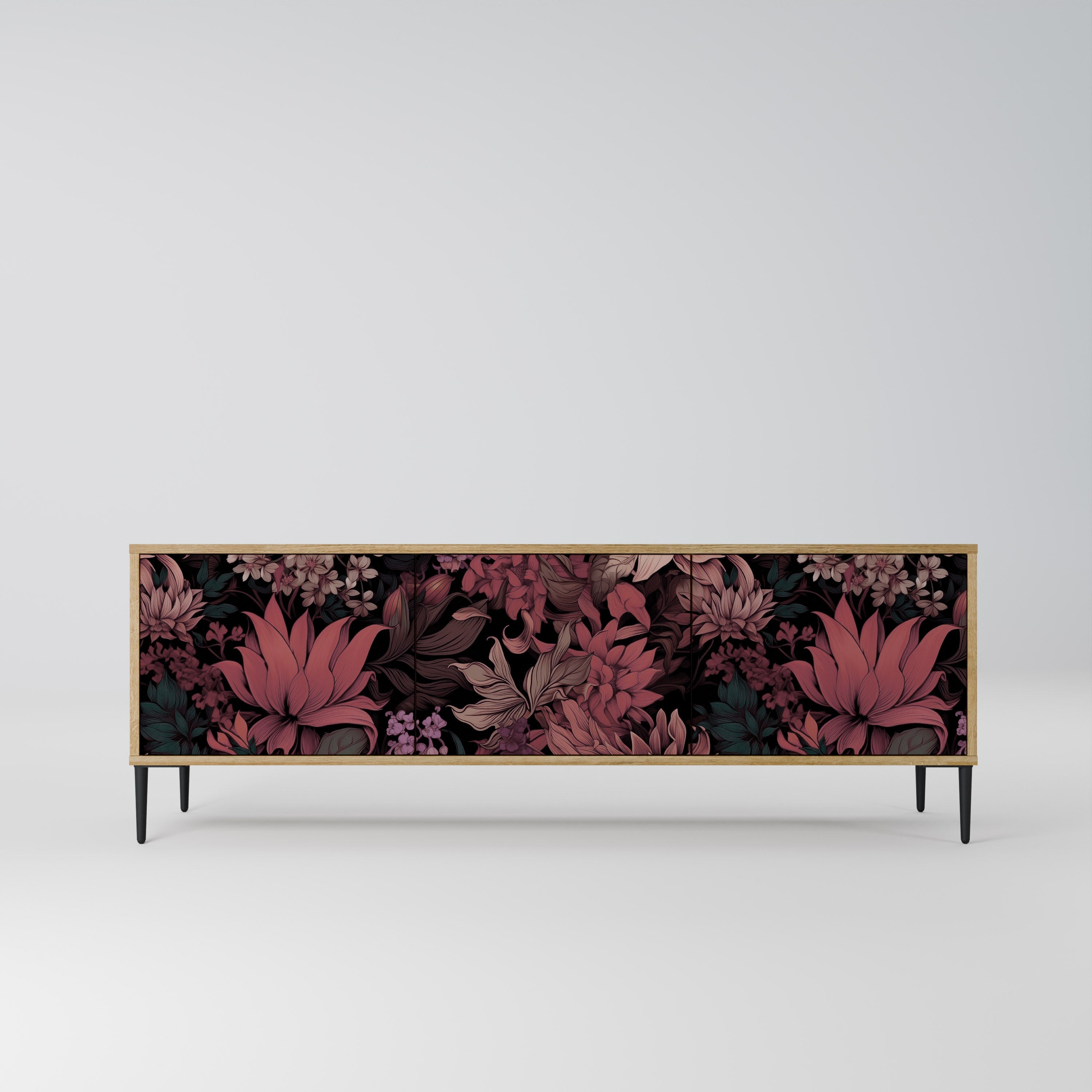 FLORAL WHISPER TV-Lowboard mit 3 Türen in Eiche-Optik