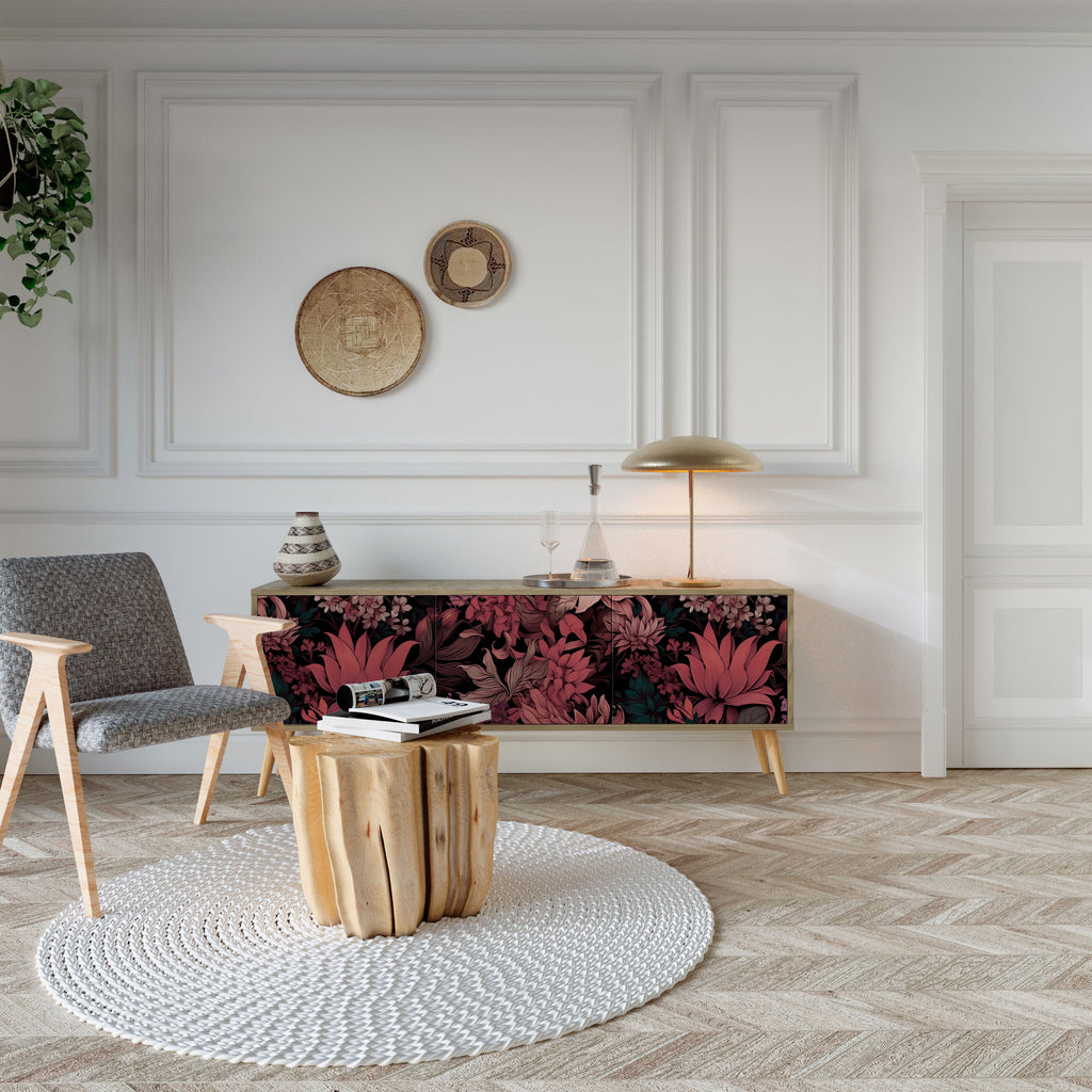 FLORAL WHISPER TV-Lowboard mit 3 Türen in Eiche-Optik