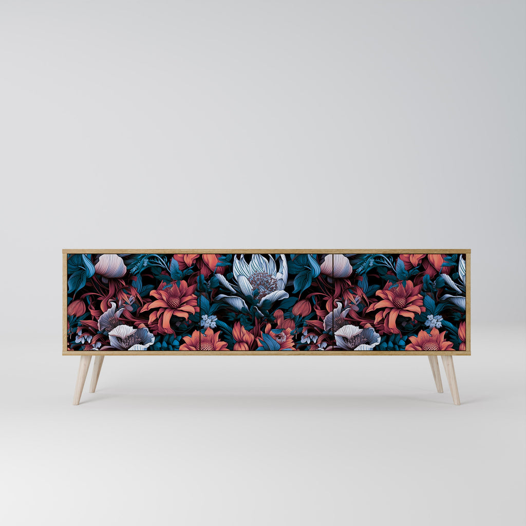 ETHEREAL BLOSSOMS TV-Lowboard mit 3 Türen in Eiche-Optik