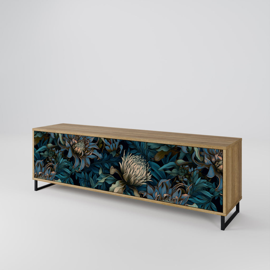 TWILIGHT BLOOM 3-Door TV Stand in Oak Effect