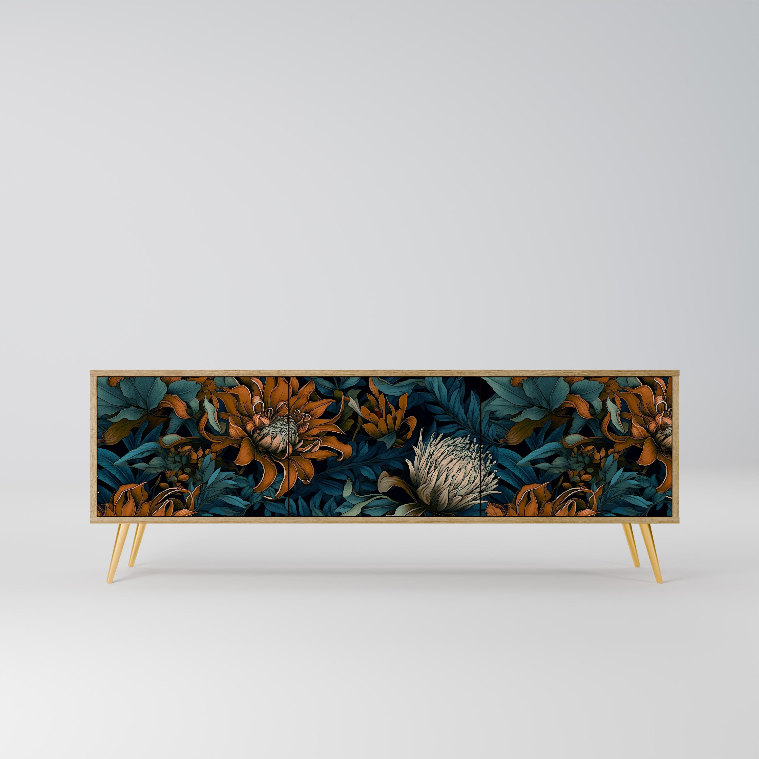 MORNING BLOOM TV-Lowboard mit 3 Türen in Eiche-Optik