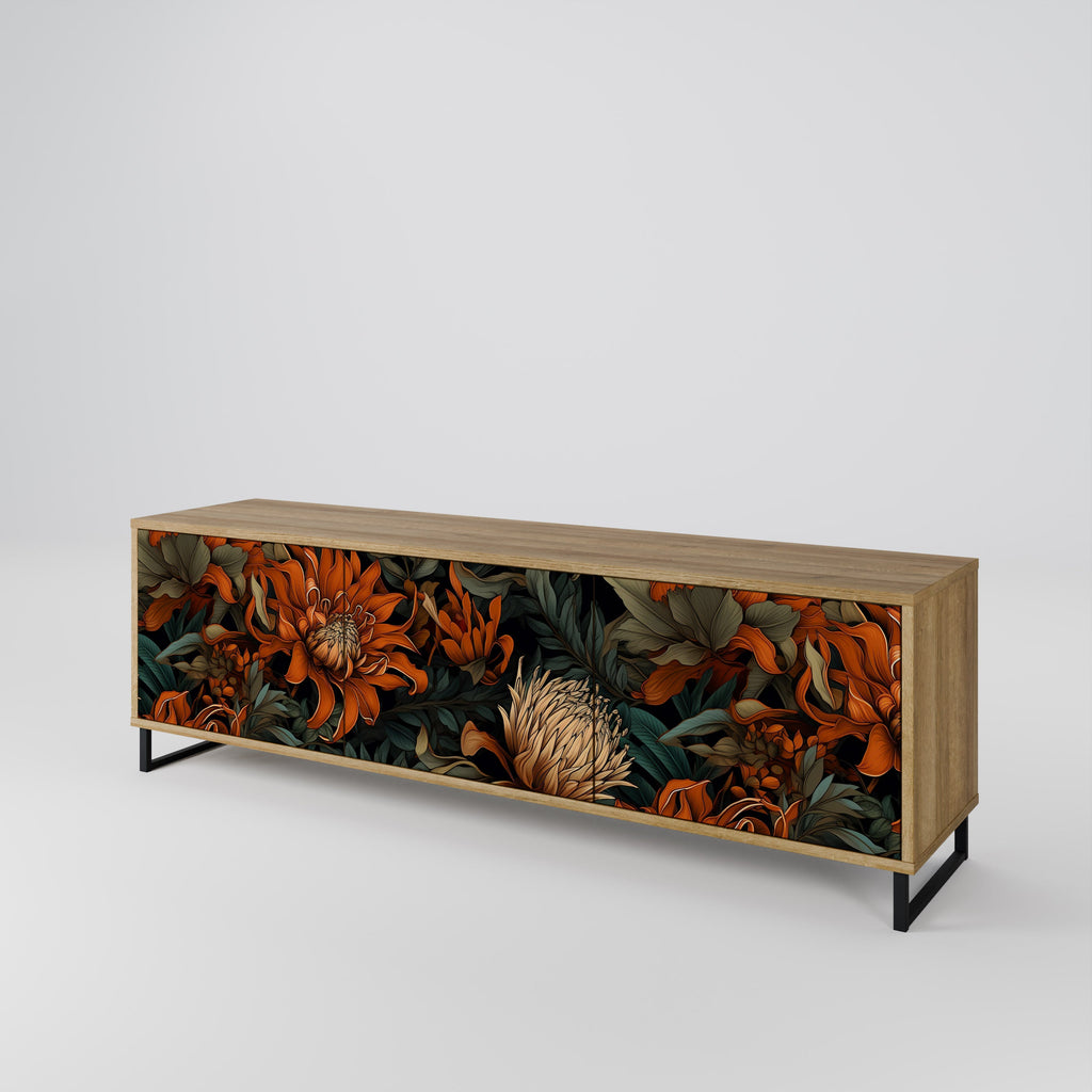 DAWN BLOOM 3-Door TV Stand in Oak Effect