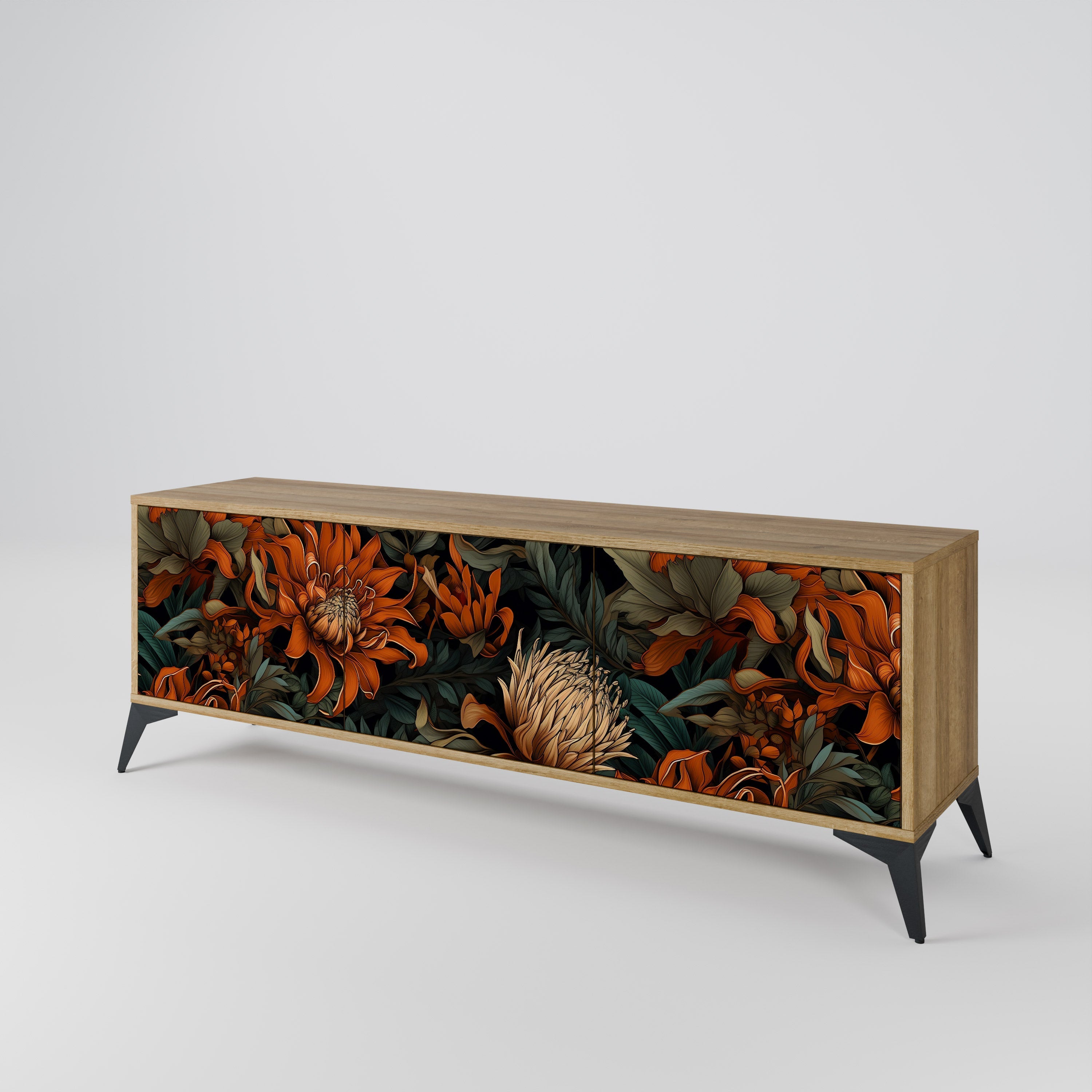 DAWN BLOOM 3-Door TV Stand in Oak Effect