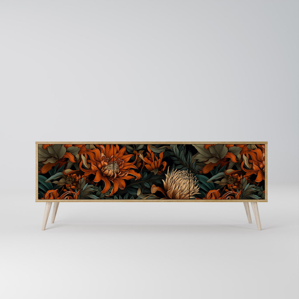 DAWN BLOOM 3-Door TV Stand in Oak Effect