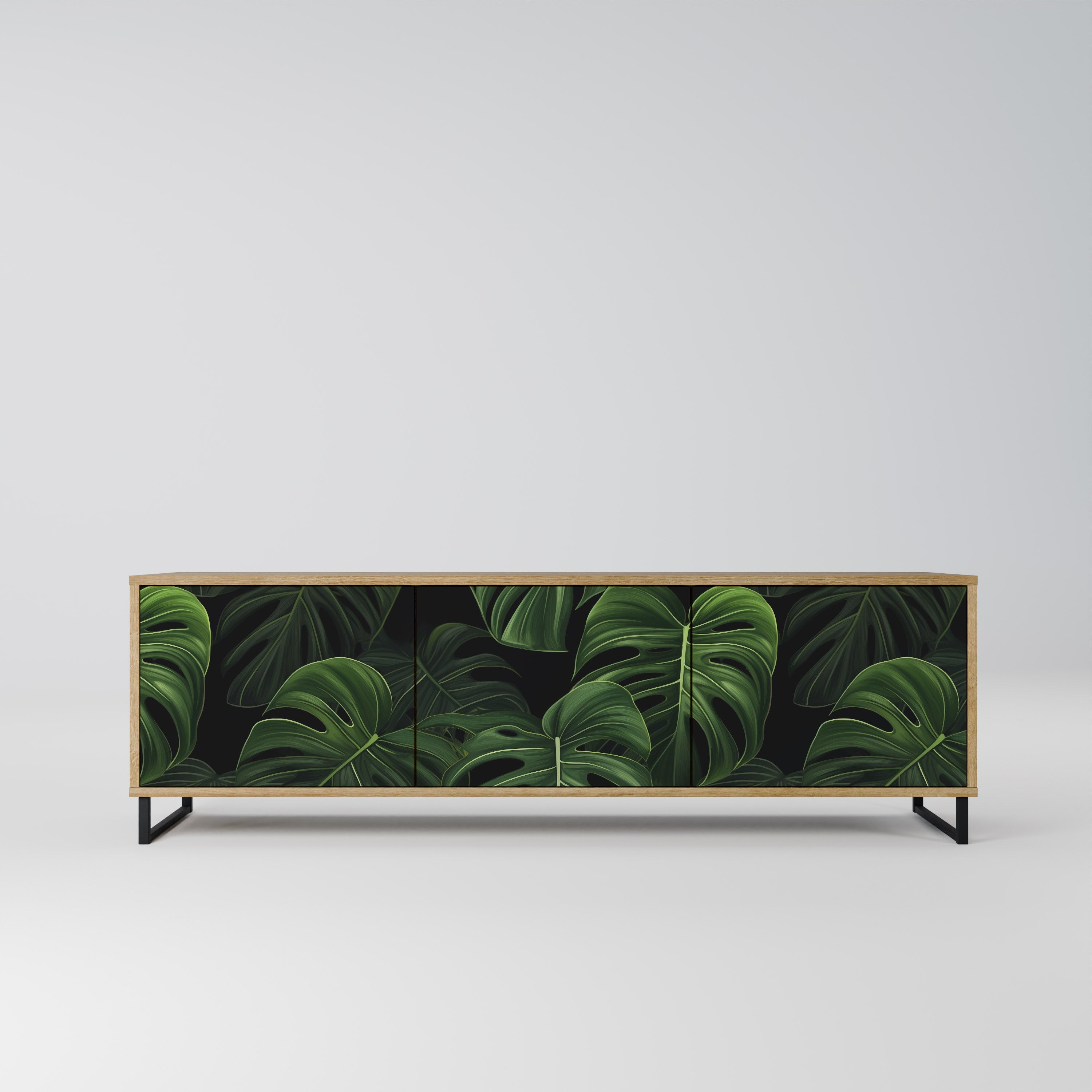 INFINITE MONSTERA TV-Lowboard mit 3 Türen in Eiche-Optik