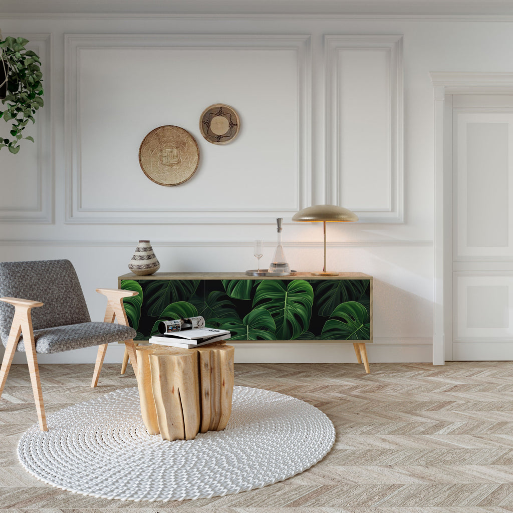 INFINITE MONSTERA TV-Lowboard mit 3 Türen in Eiche-Optik