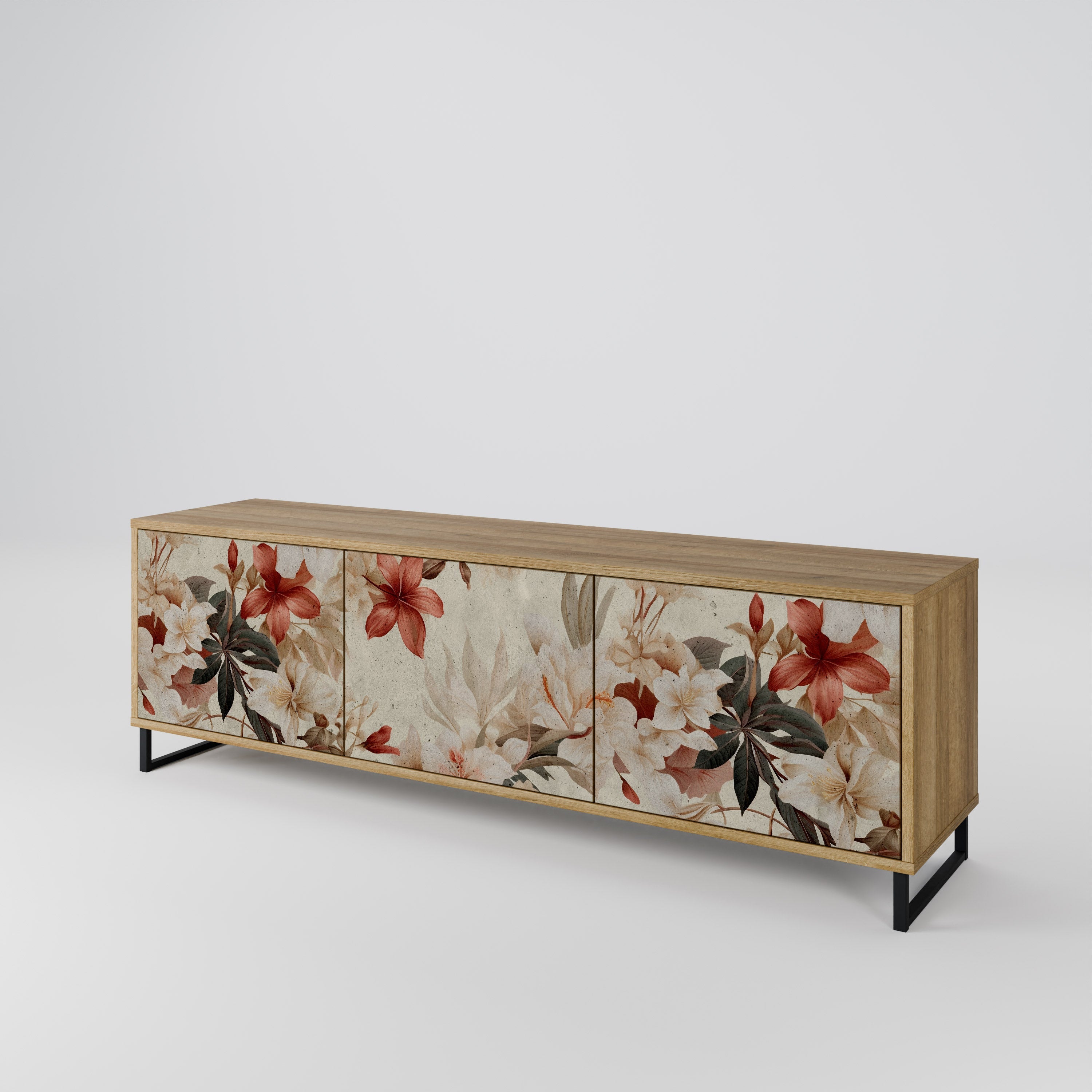 PETAL HARMONY TV-Lowboard mit 3 Türen in Eiche-Optik