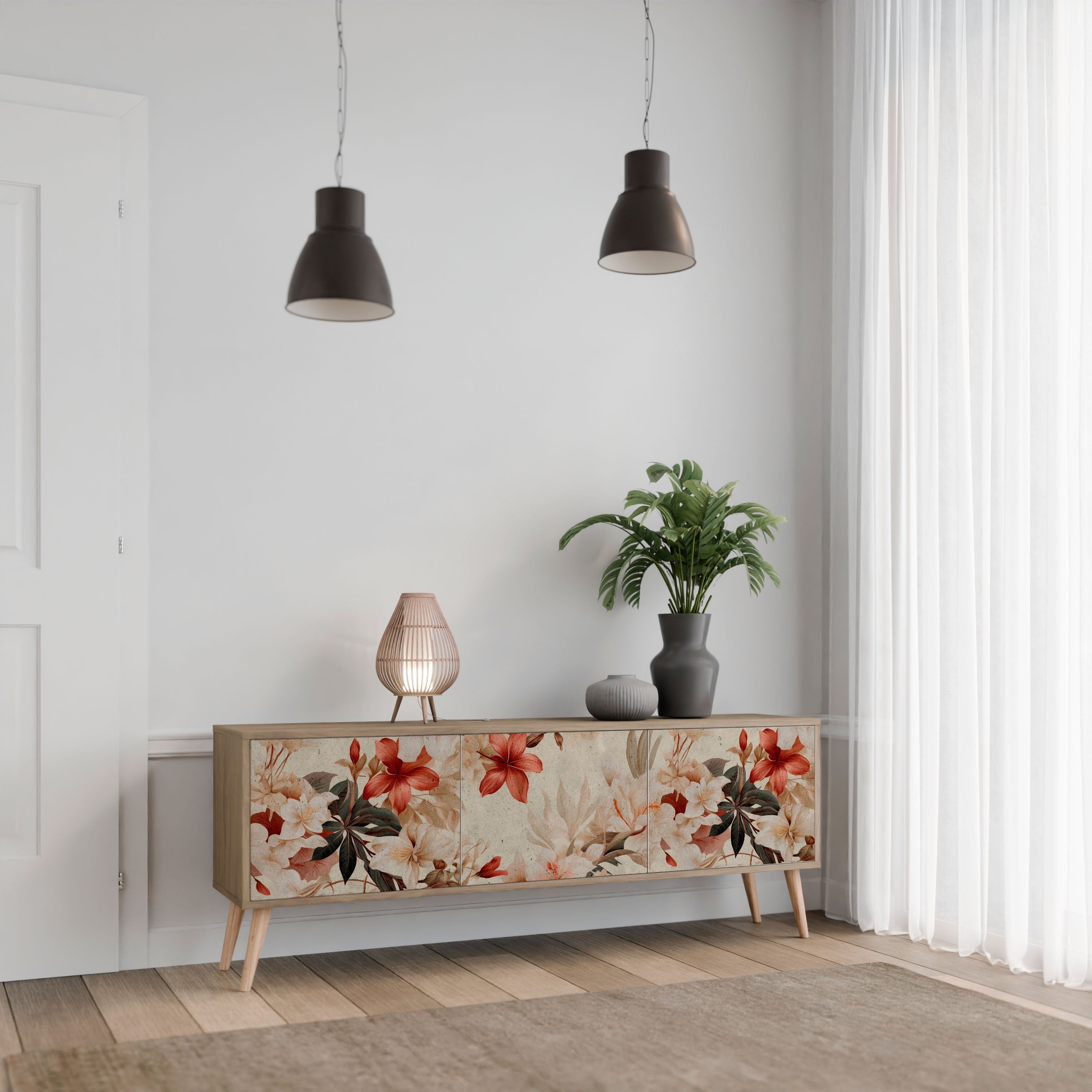 PETAL HARMONY TV-Lowboard mit 3 Türen in Eiche-Optik