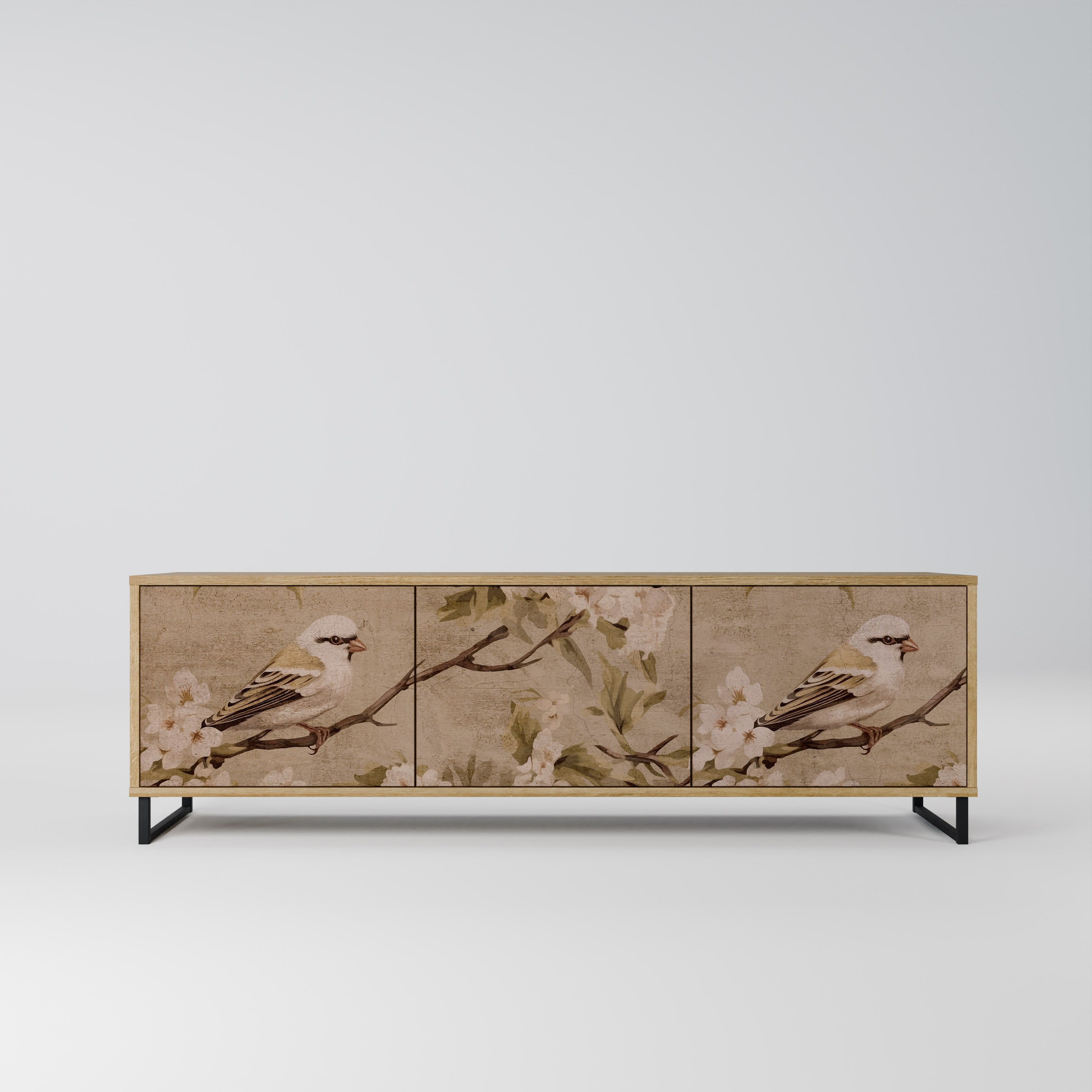 PETAL DISTINGUISH TV-Lowboard mit 3 Türen in Eiche-Optik